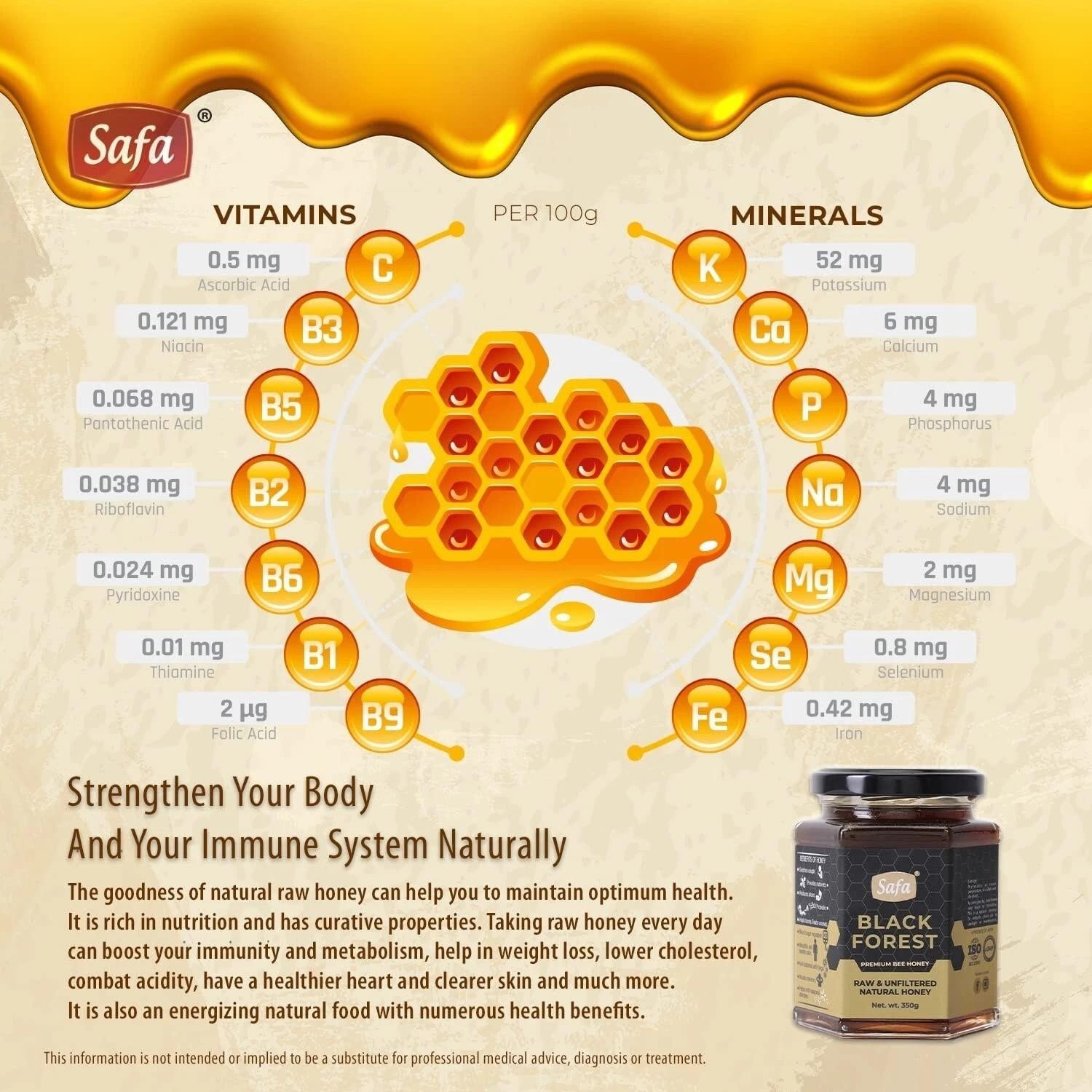 100%Organic Honey Raw Unprocessed Forest Honey Energy Boost Immune Support 350g