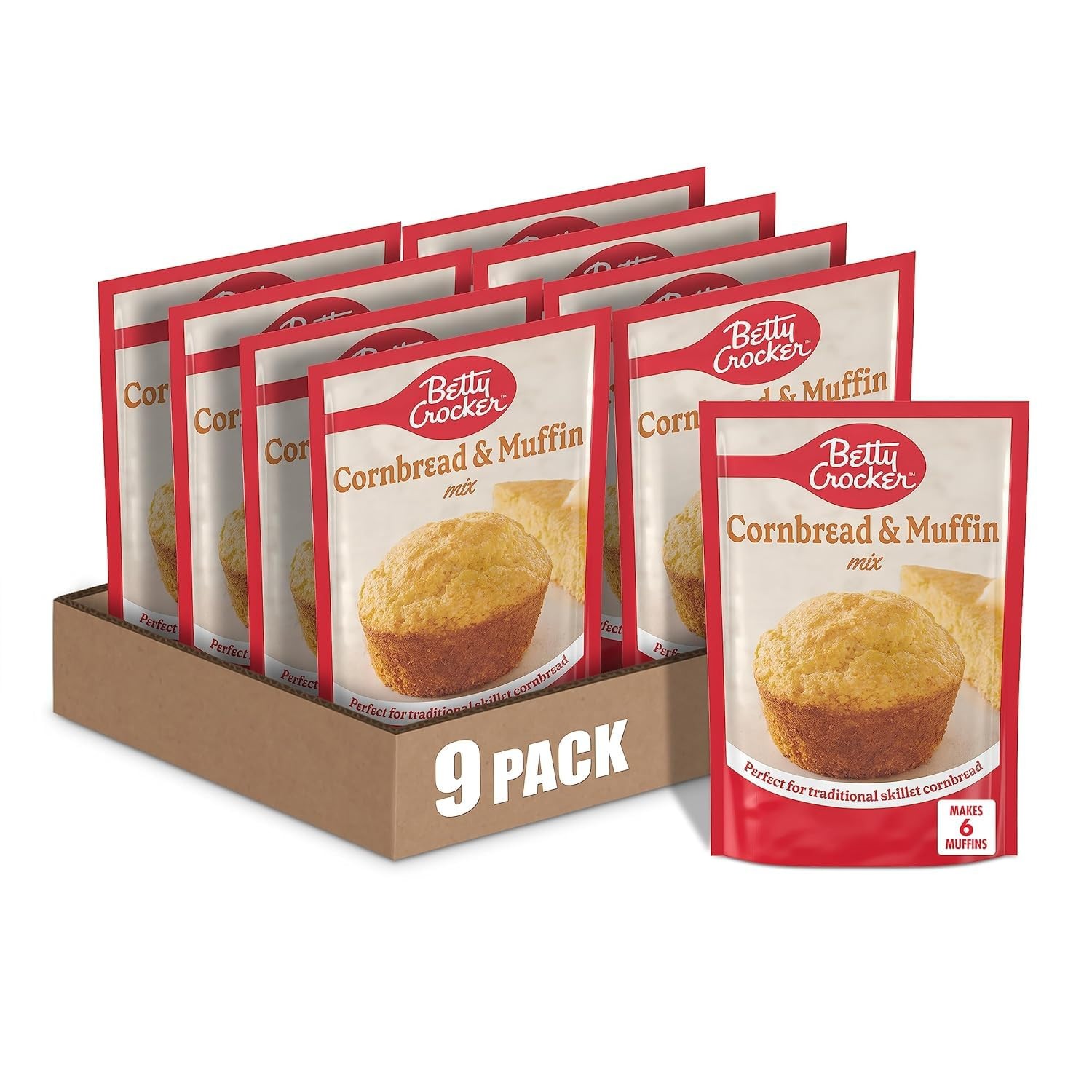 (Pack of 9) Betty Crocker Cornbread and Muffin Baking Mix (Pick Flavor & Size)