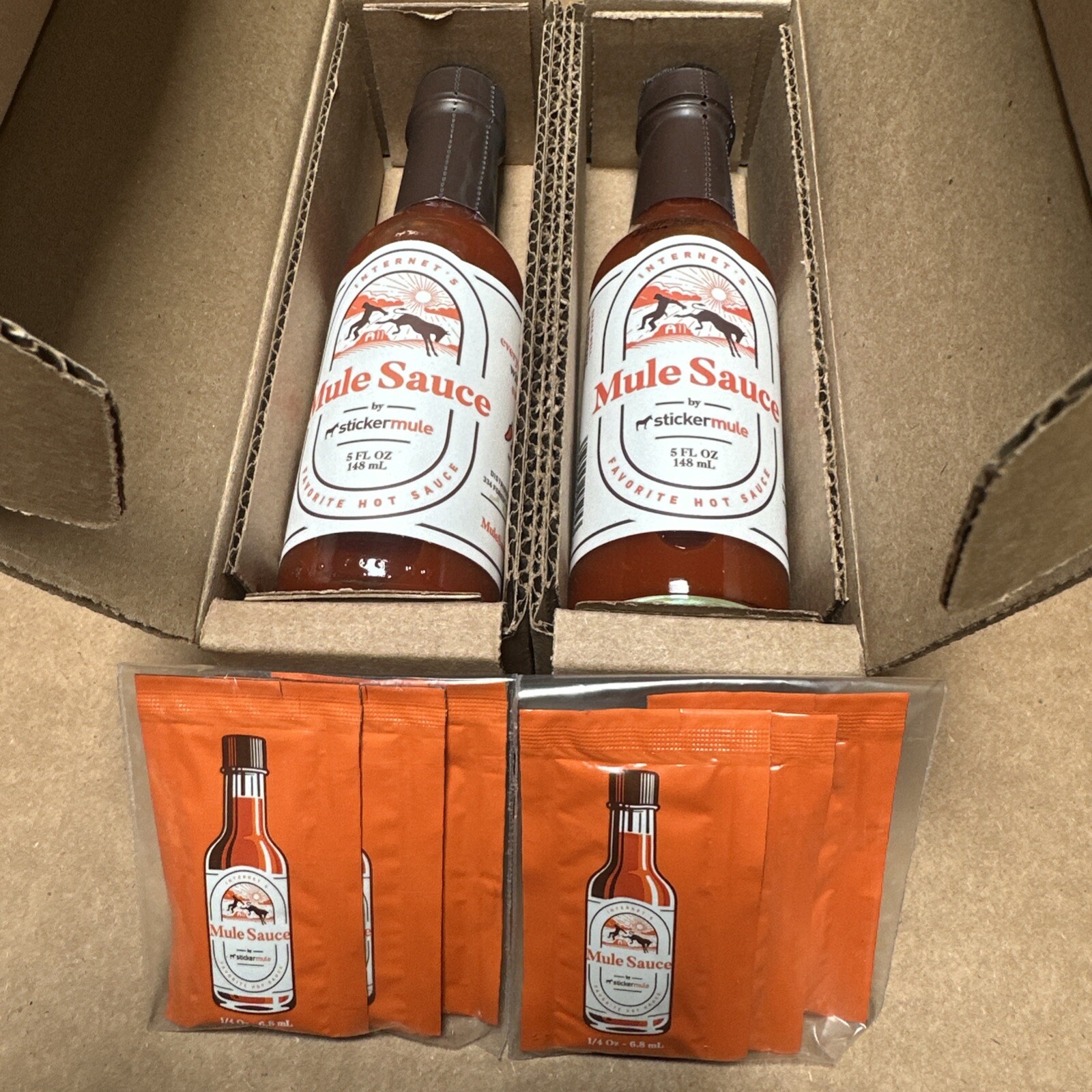 Mule Sauce ~ Two 5 FL Ounce Bottles / 6 Packets ~ 07/2026 And 07/2025 ~ Sealed