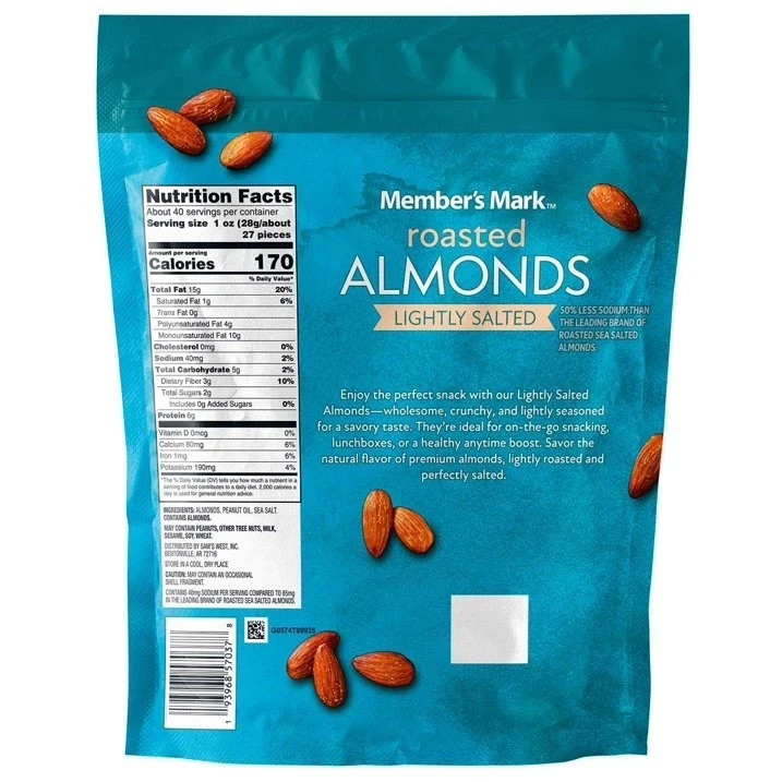 Member’s Mark Lightly Salted Roasted Almonds, 40 oz.