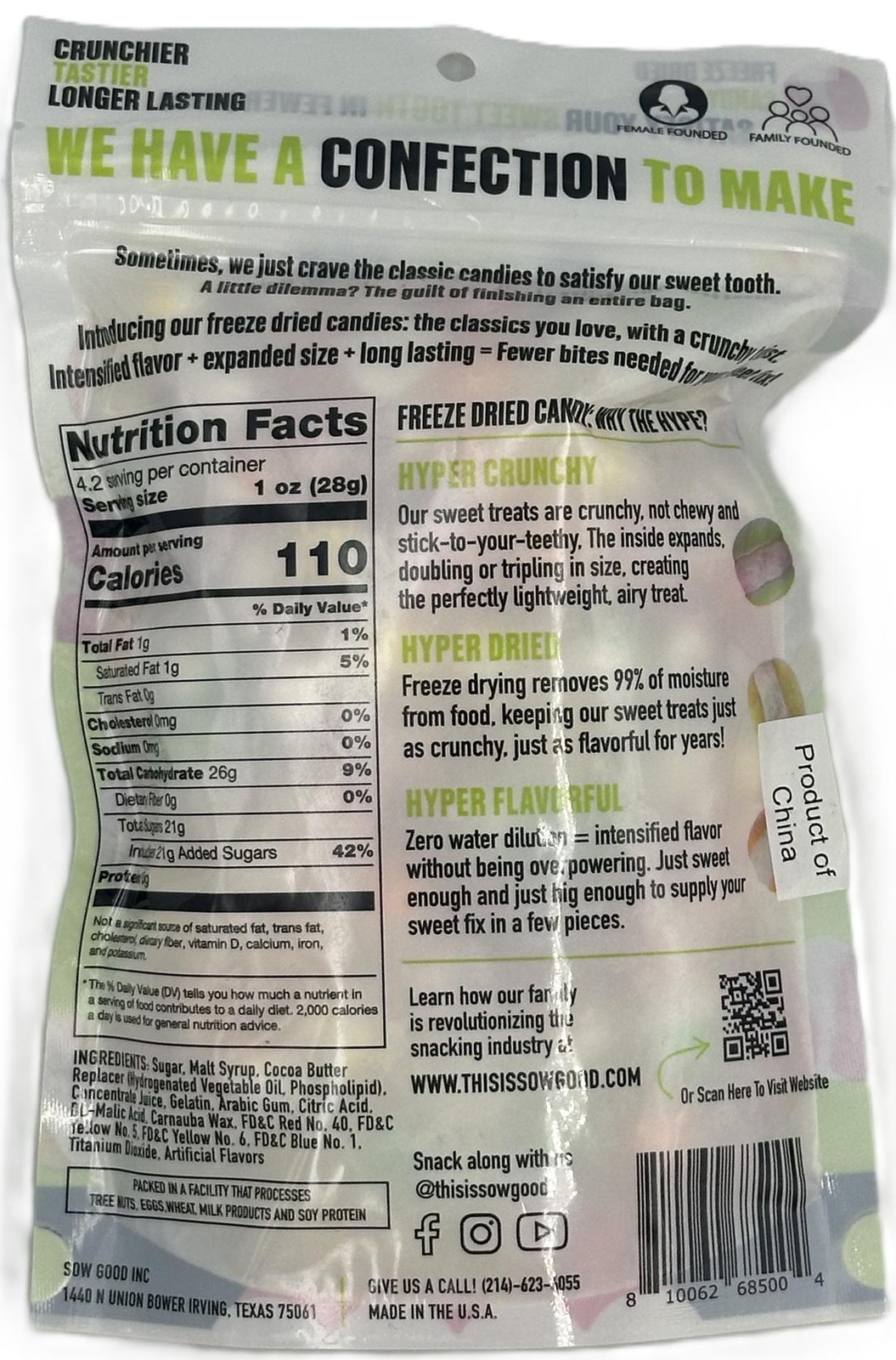 SOW GOOD Freeze Dried Sour Bites Crunchy-Flavorful EXP:10/18/2027 4.2oz 6-PACK