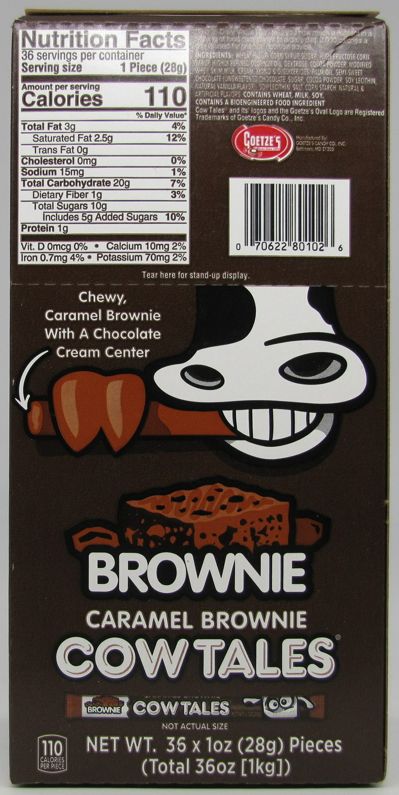Cowtales Cow Tales Chocolate Caramel Brownie Candy 36 Ct Cowtails Bulk 2.25 LBS