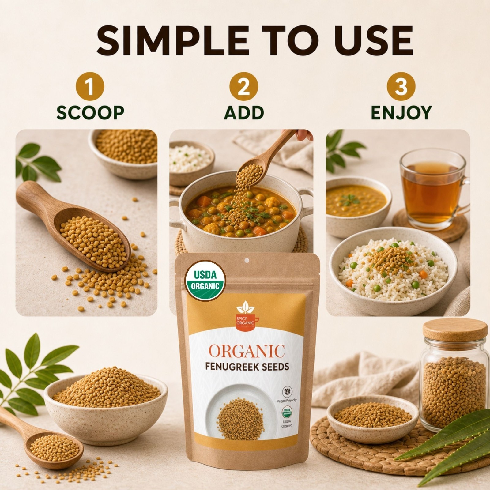 Spicy Organic Fenugreek Seeds 44 lbs | USDA Organic