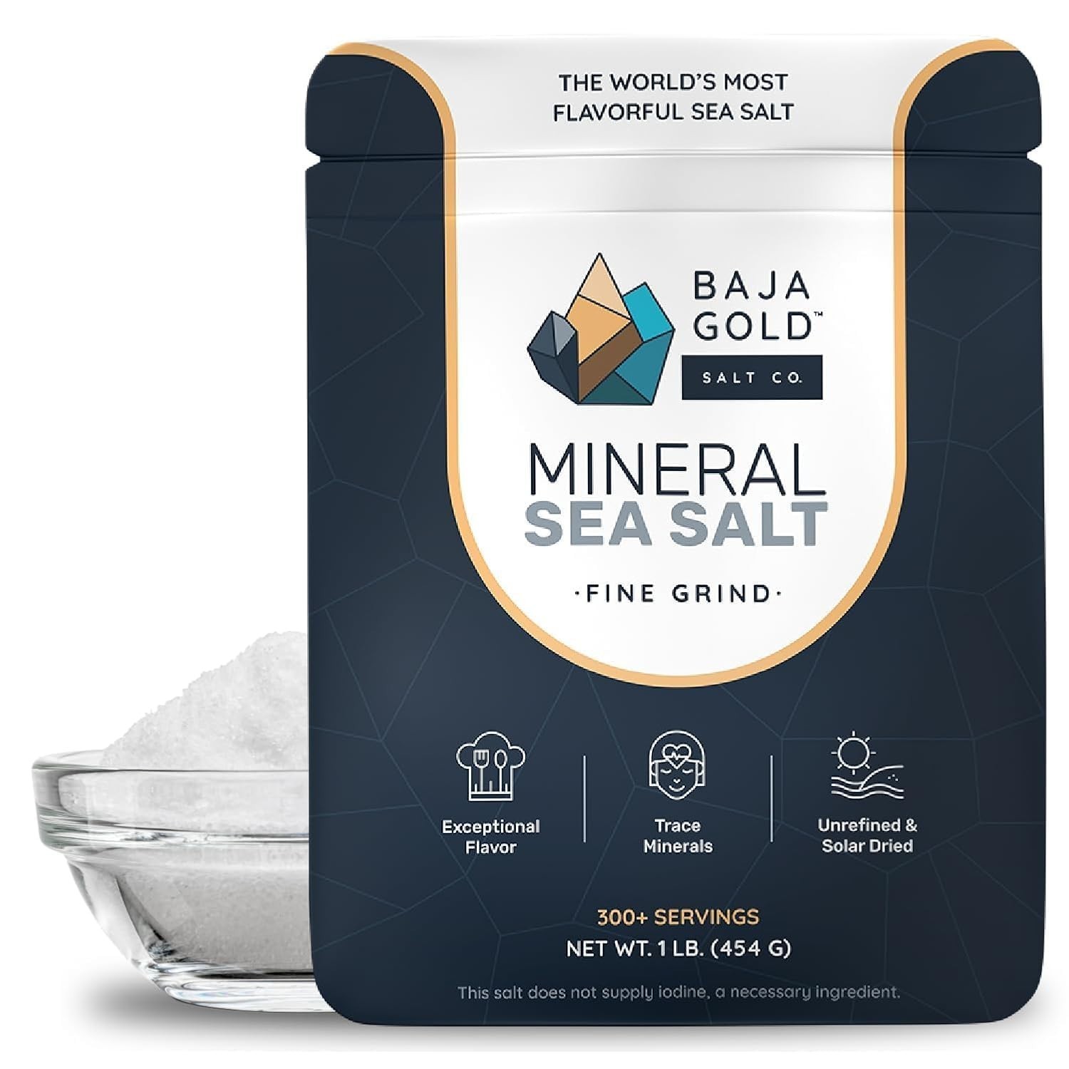 Baja Gold Mineral Sea Salt, Fine Grind, 1 Lb. Bag with fast free shipping