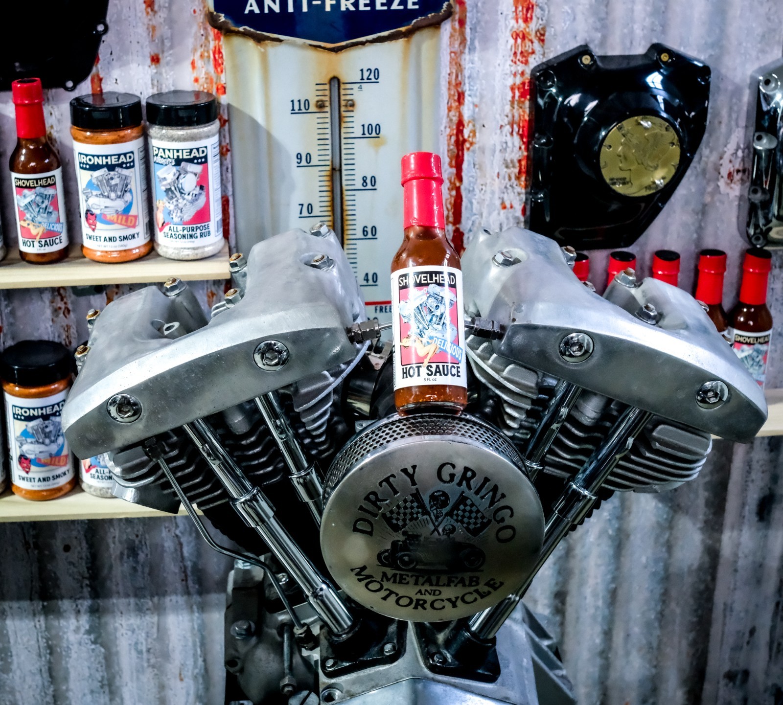 2 pack Old School Shovelhead Motorcycle Hot Sauce The Dirty Gringo 5oz each