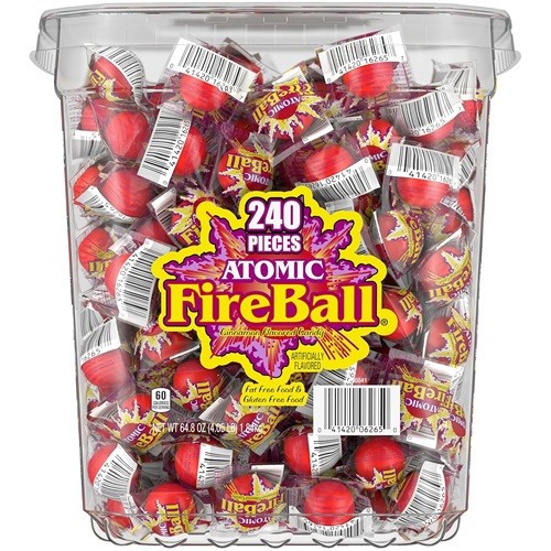 Wonka Atomic Fireball, Candy, Cinnamon Flavor, Individually Wrapped, 7.5 g