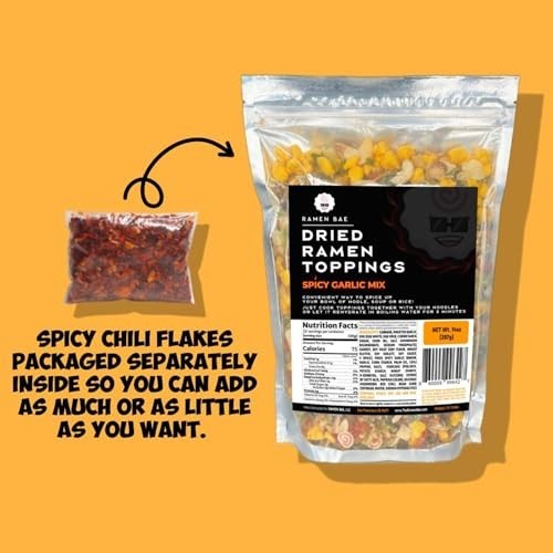 Dehydrated Spicy Garlic Ramen Toppings Mix 20 Servings Low Fat Low Sodium