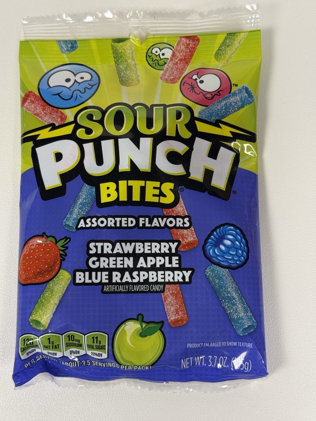 🍭 Sour Punch Bites Candy, Assorted Sweet & Sour Fruit Flavors, 3.7oz Bag