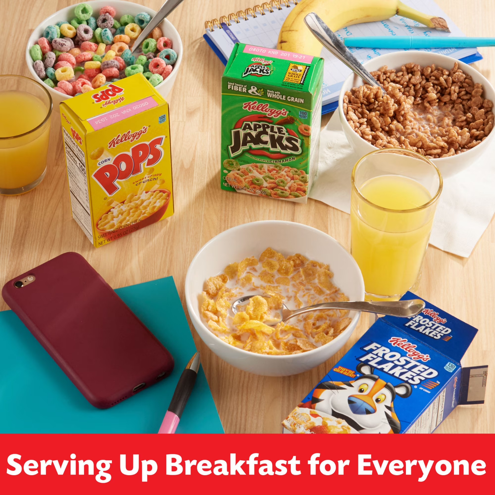 Kellogg’s Breakfast Cereal, Kids Cereal, Family Breakfast, Variety Pack, 8.56oz
