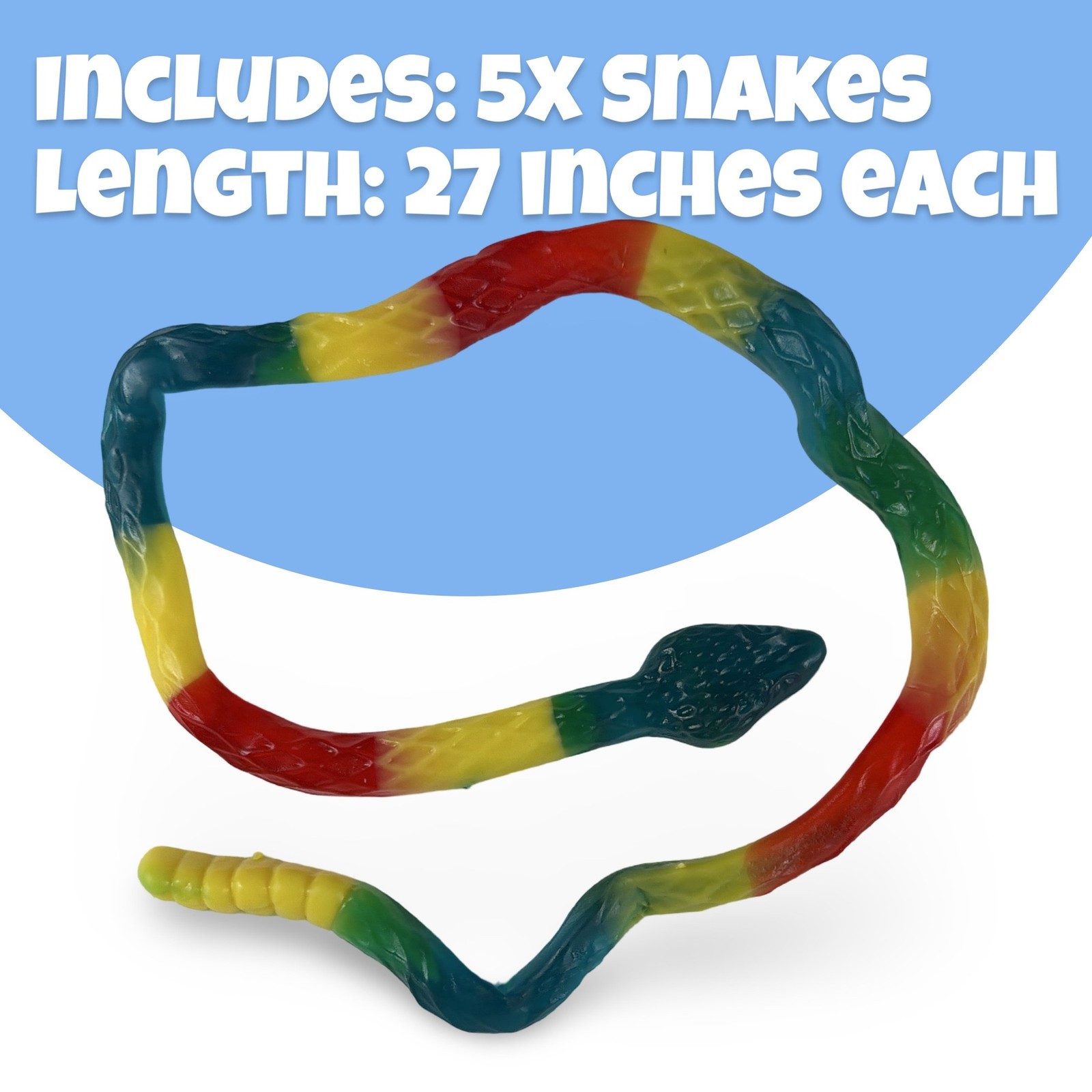 Albanese Giant Gummi Rattlesnake – 27 Inch Gummy Snake | 5 per Tub (~1 lb) | Che