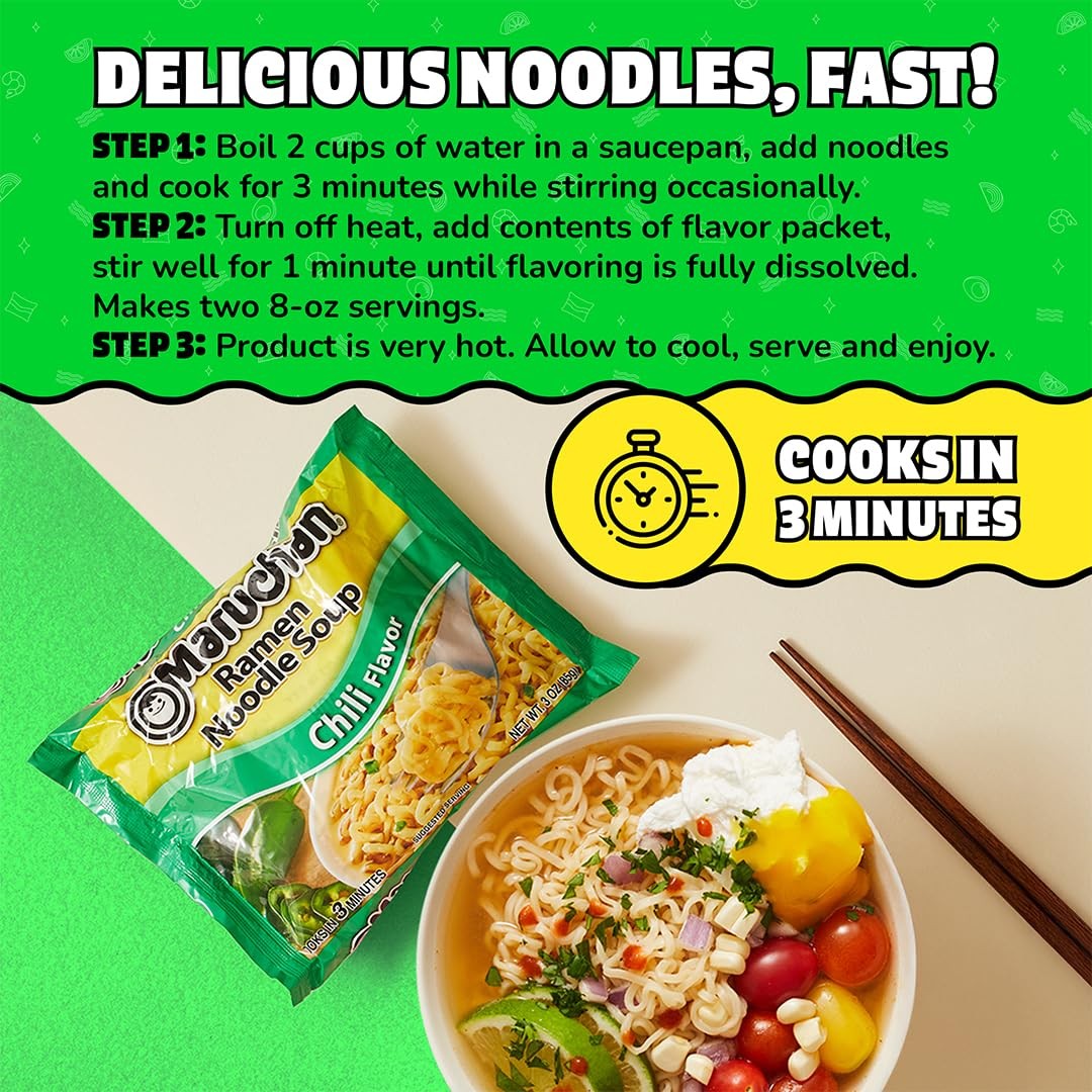 Ramen Noodle Soup, Chili Flavor – Japanese-Style Instant Noodles, Quick & Eas…