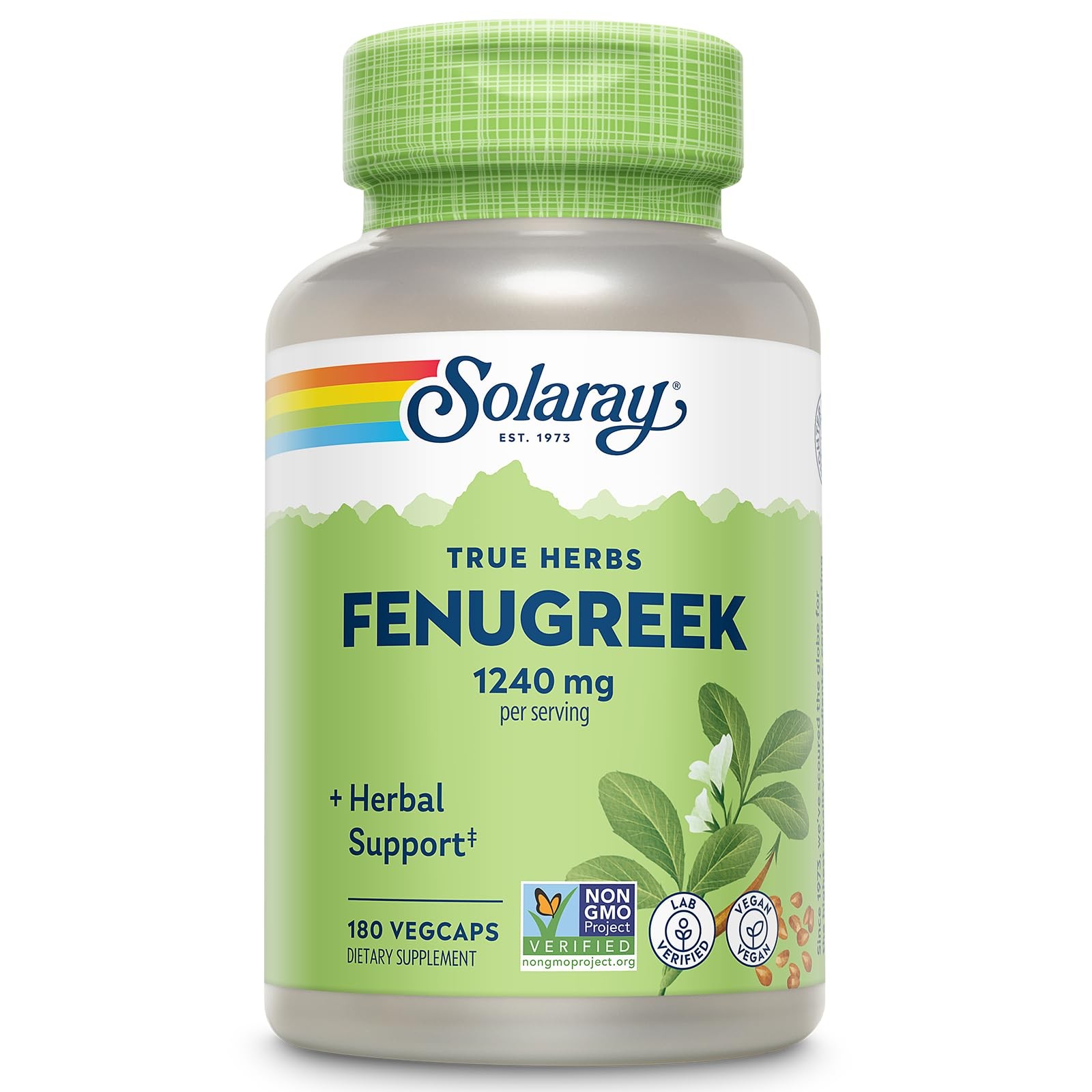 SOLARAY Fenugreek Seed Supplement for Men & 180 Count (Pack of 1), No Color