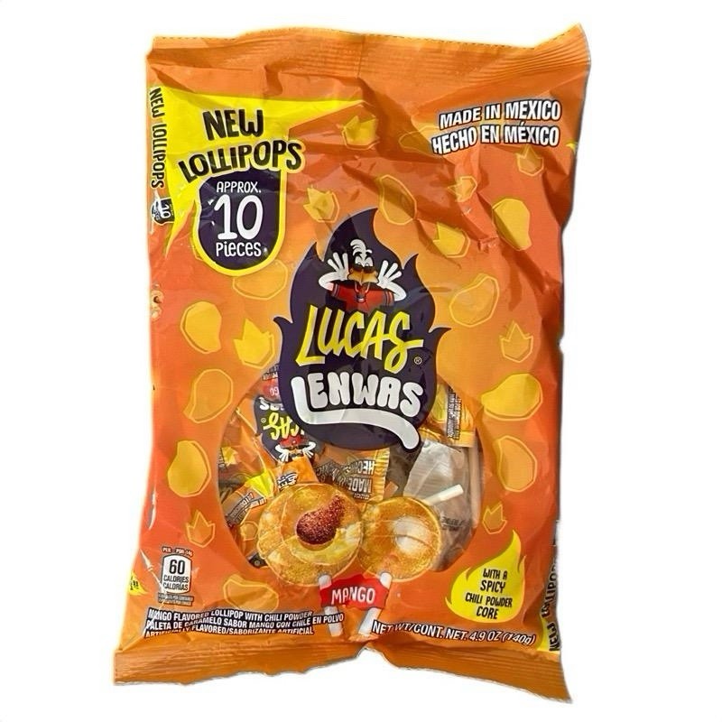 Lucas Lenwas Lollipop Mango Or Watermelon Flavor – 10 Pieces With Chili