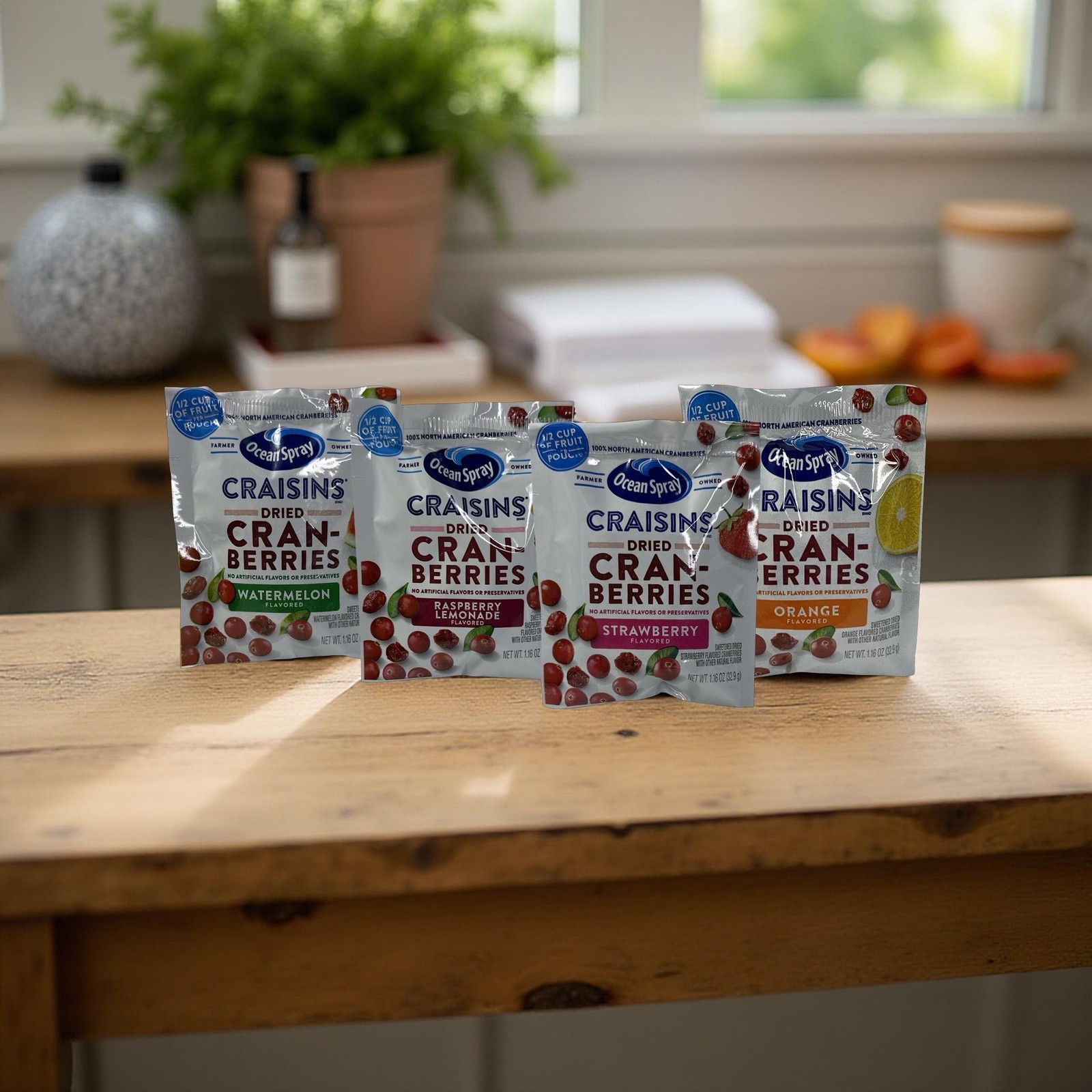Ocean Spray Craisins Individual To-Go Packs, Variety Includes Orange, Strawberry