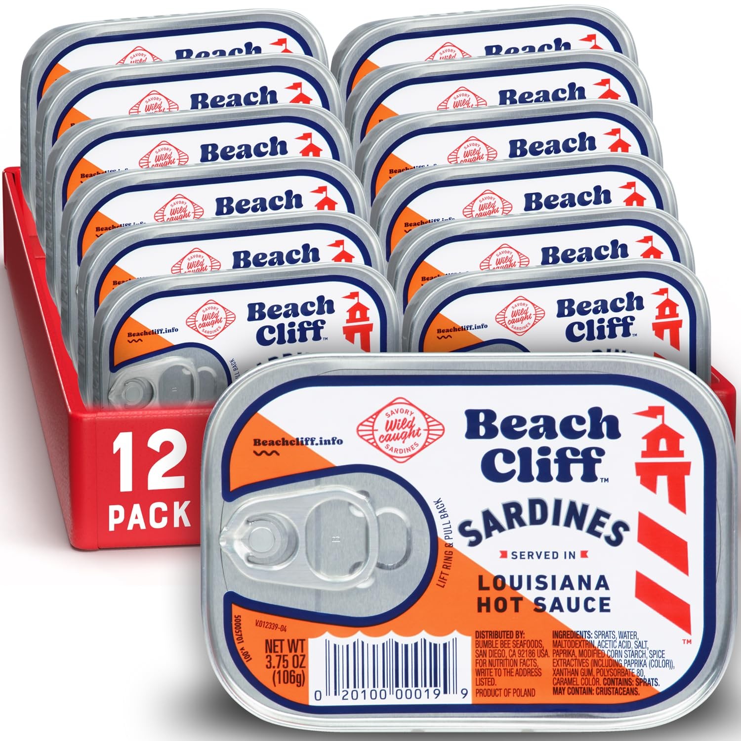 Beach Cliff Wild Caught Sardines in Louisiana Hot 3.75 Ounce (Pack of 12)