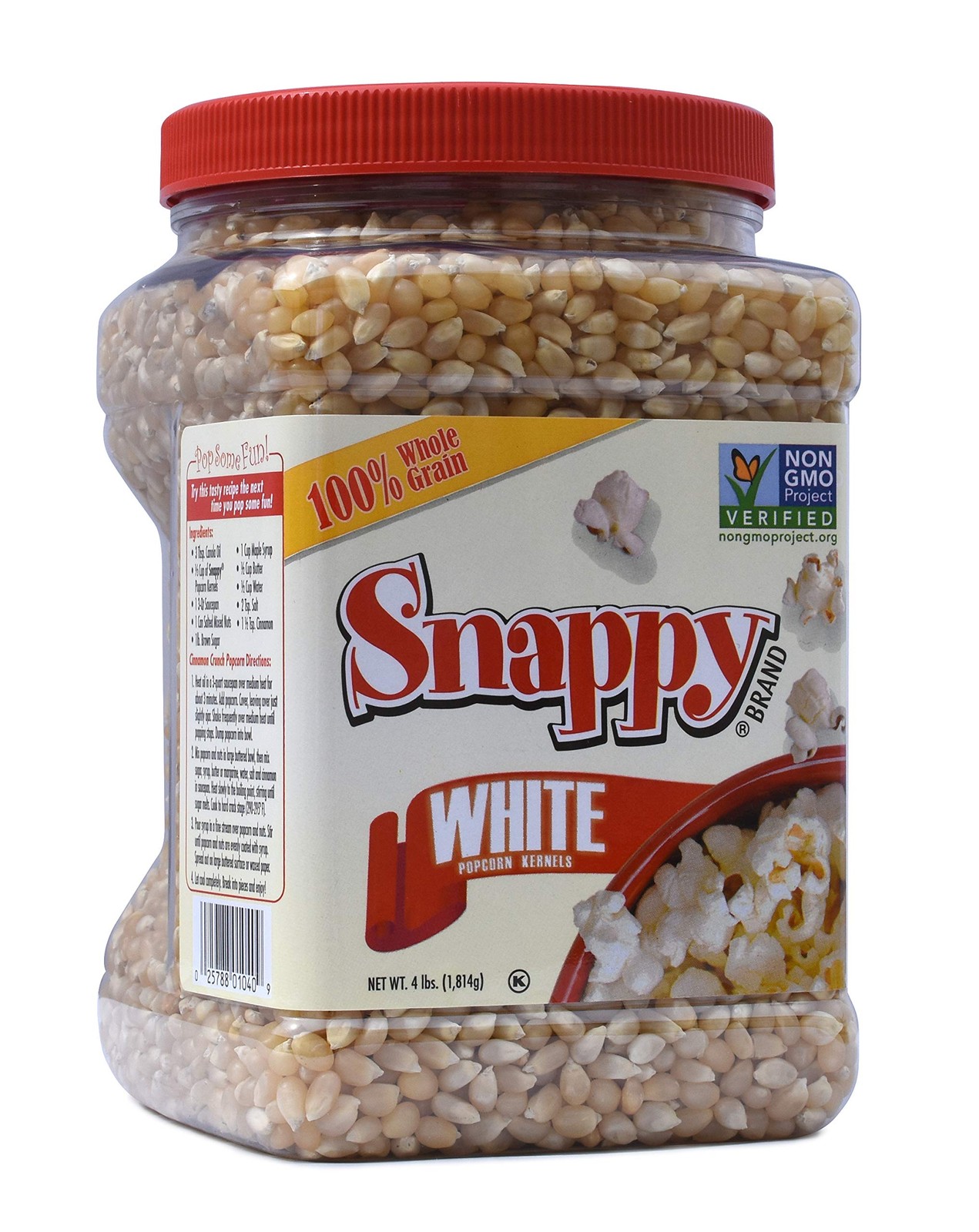 Snappy White Popcorn, NonGMO & 100% Whole Grain, 4 Pounds