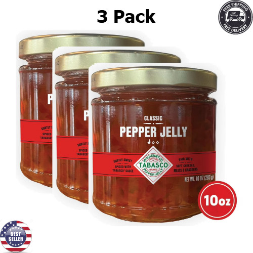 Classic Pepper Jelly Dairy-Free Spice Up Appetizers Medium Heat 10 oz 3 Pack
