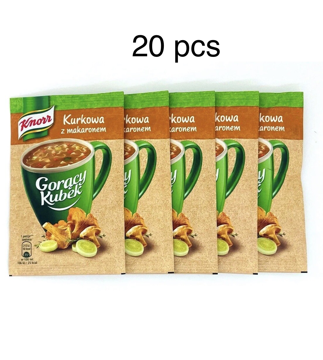 Knorr Goracy Kubek SOUP in a MUG: Chanterelle mushrooms from Poland-Pack of 20