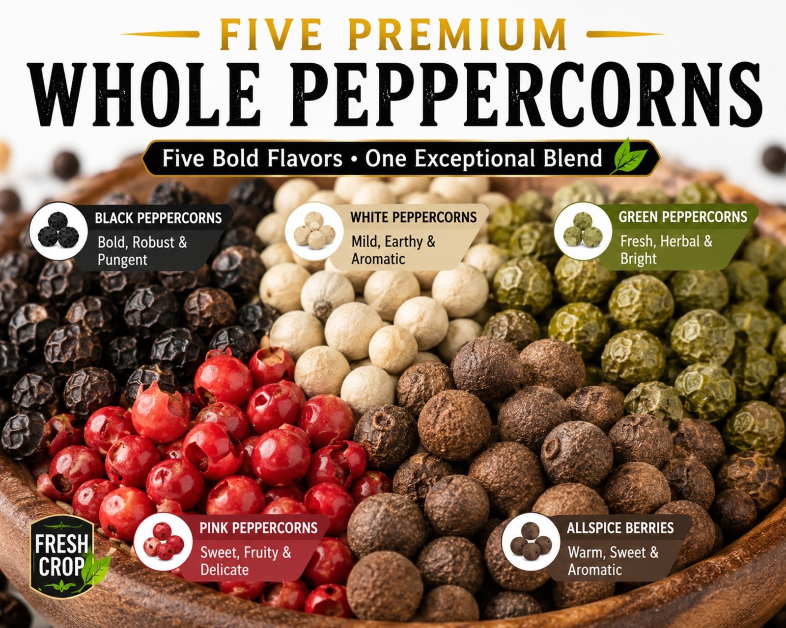 Michele’s Pantry Fresh Crop Mixed Peppercorns 5 pepper mix 8 oz