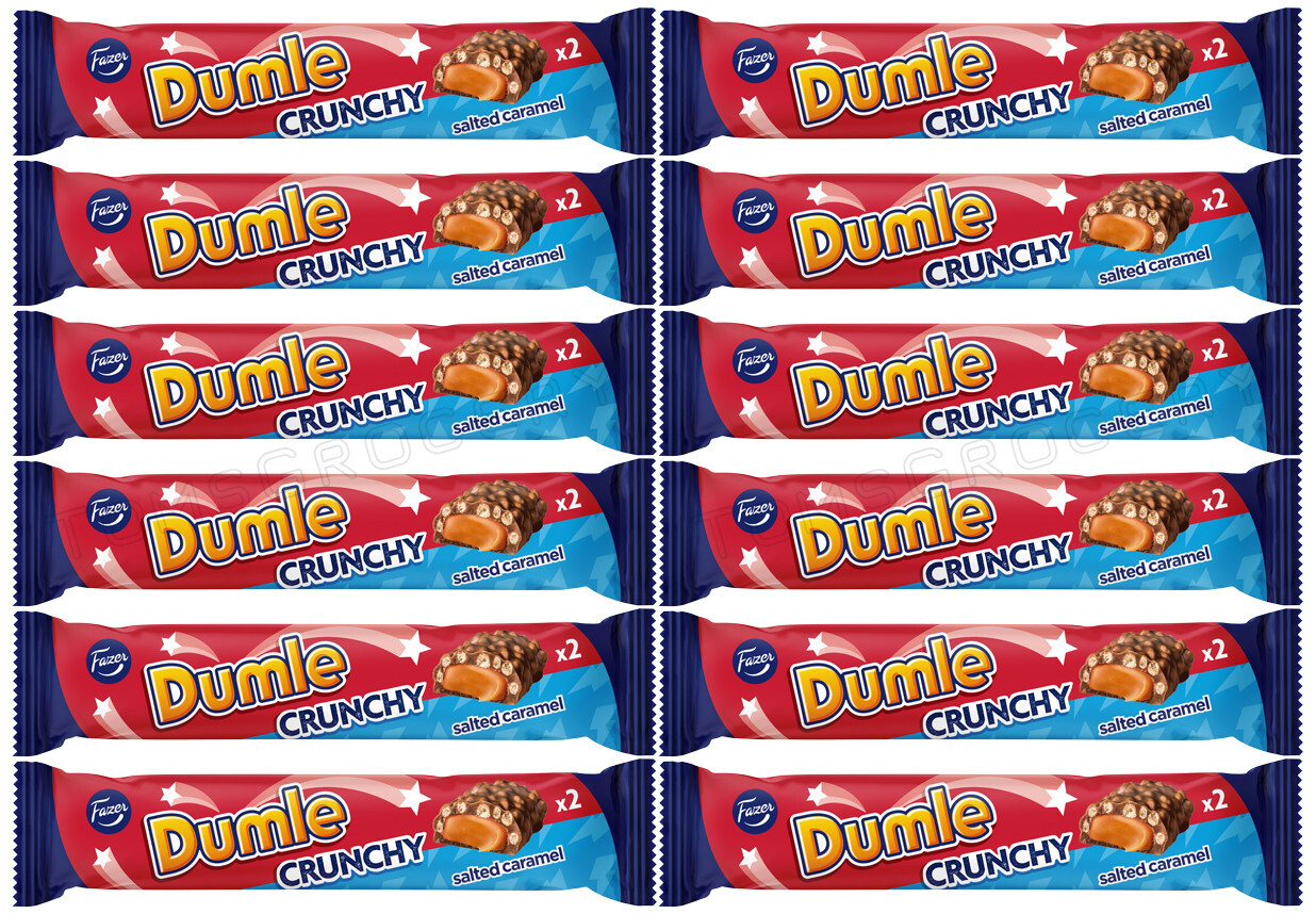 12 FAZER DUMLE CRUNCHY Chocolate Bar with Toffee & Rice Crisps Sweets 55g 1.9oz