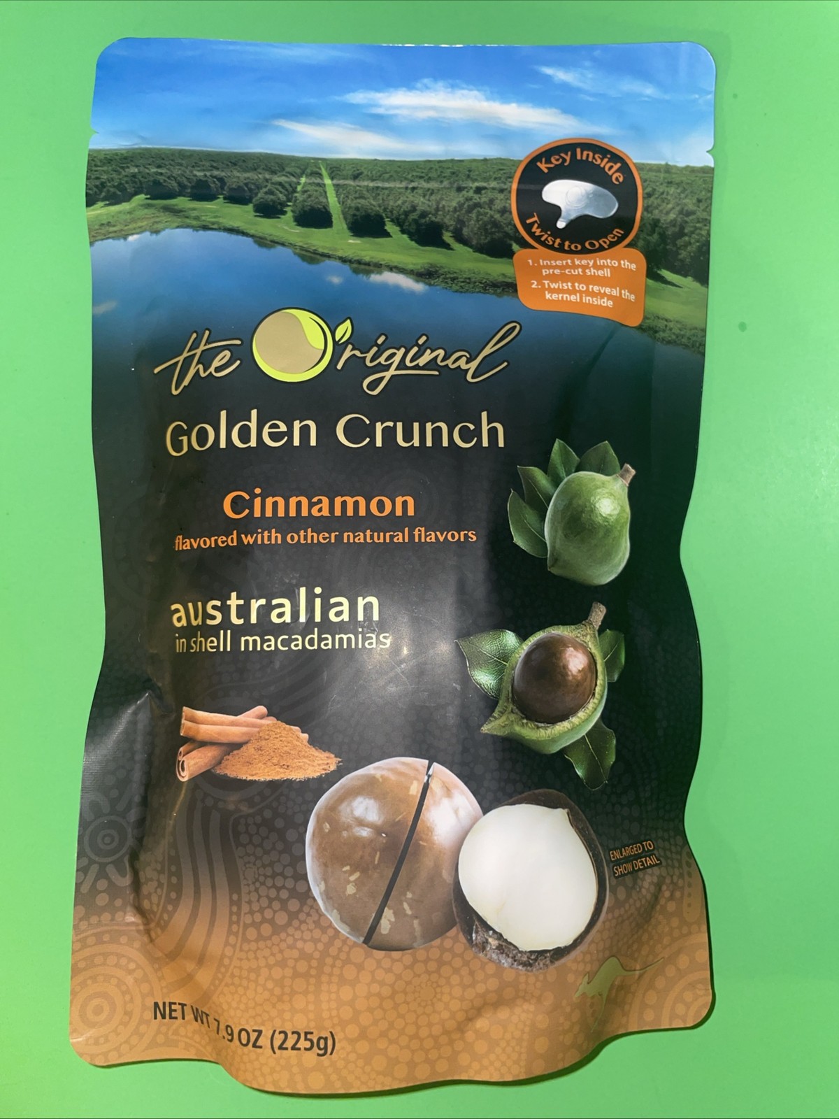 Australian Macadamia Cinnamon Nuts In Shell Twist/Open Key – 225g FREE SHIP