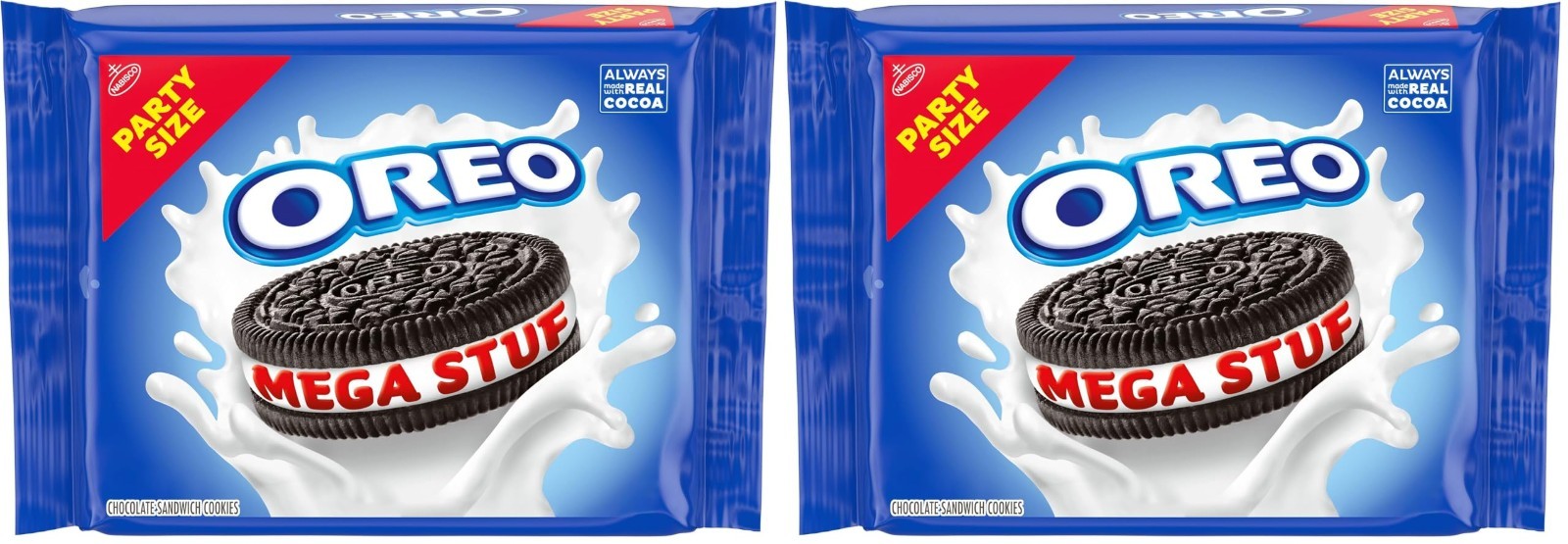 (2 PACK) OREO Mega Stuf Chocolate Sandwich Cookies, Family Size, 17.6 oz.