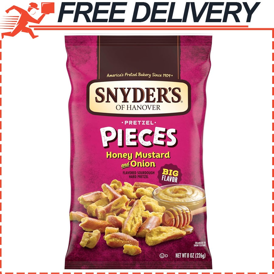 Snyder’s of Hanover Pretzel Pieces, Honey Mustard and Onion, 8 oz Pack of 6