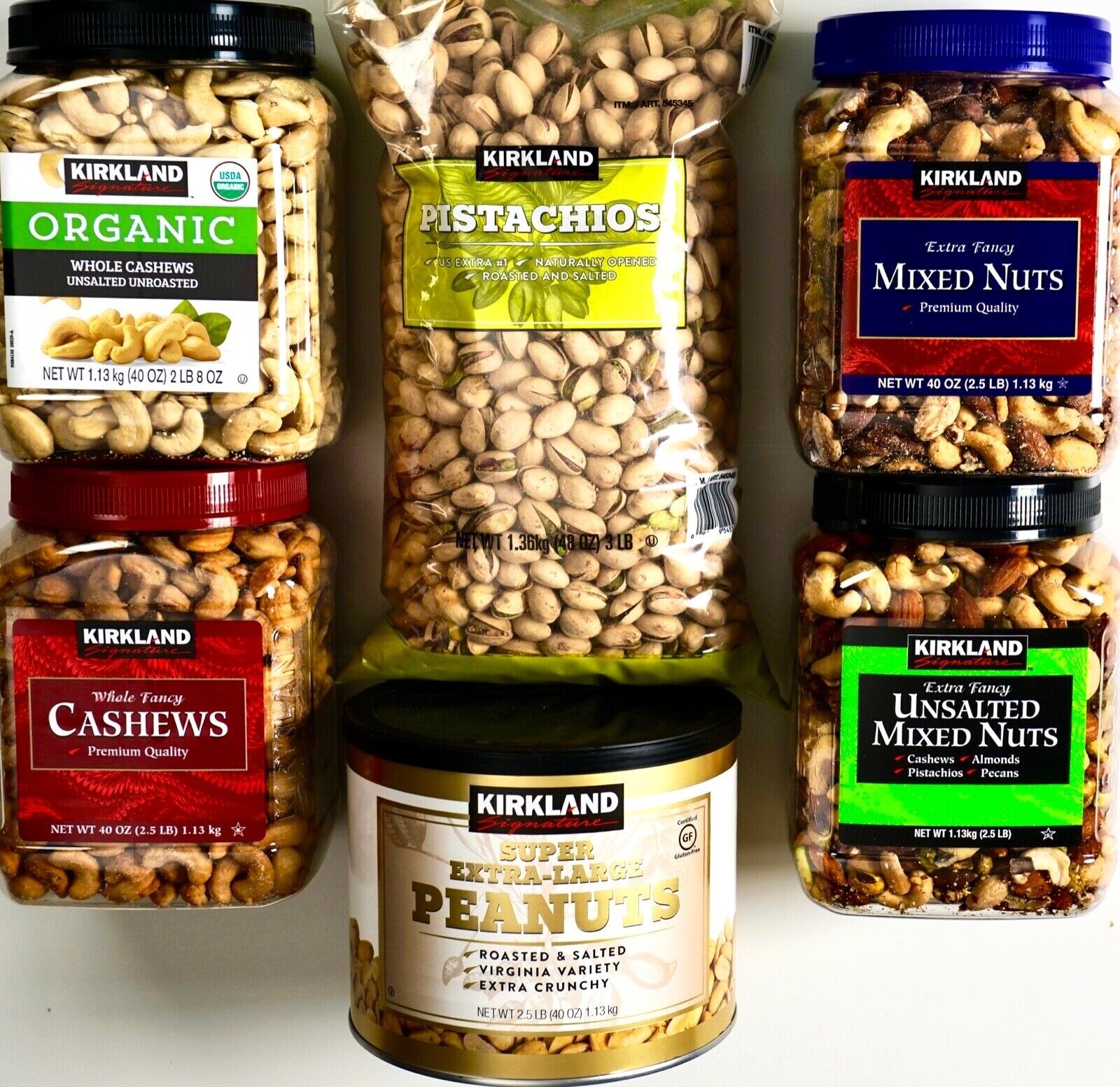 Kirkland Signature Mixed Nuts Cashews Pistachios Peanuts Pecans or Almonds