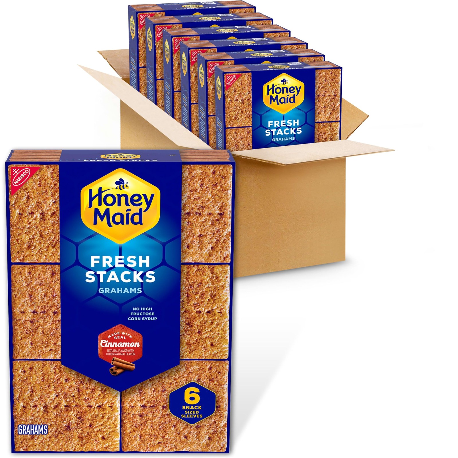 HONEY MAID Fresh Stacks Cinnamon Graham Crackers, Bulk Travel Snacks, 6 Boxes…