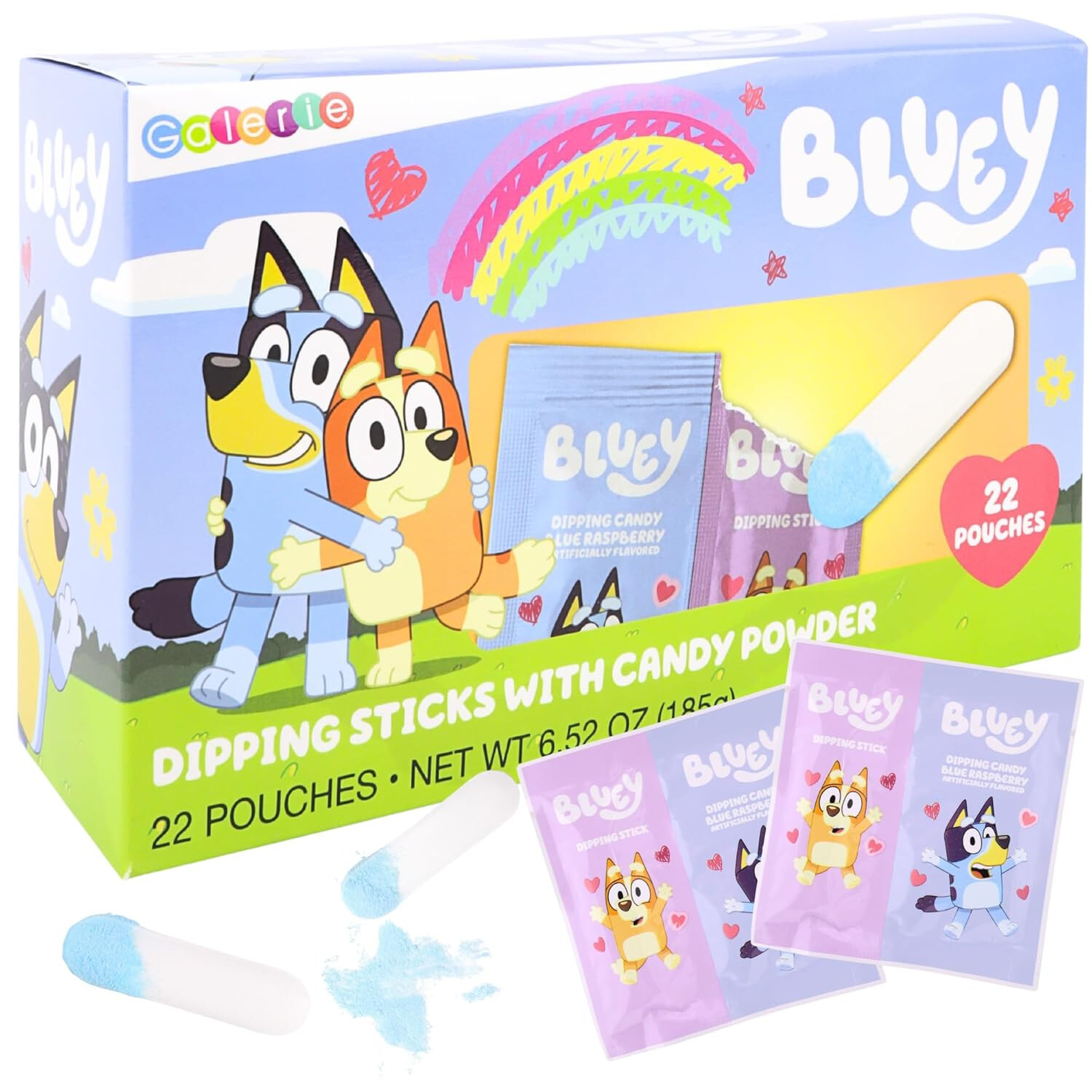 BLUEY Dipping Sticks with Candy Powder – 22 Pouches – 6.52 oz – Best By 07/2026