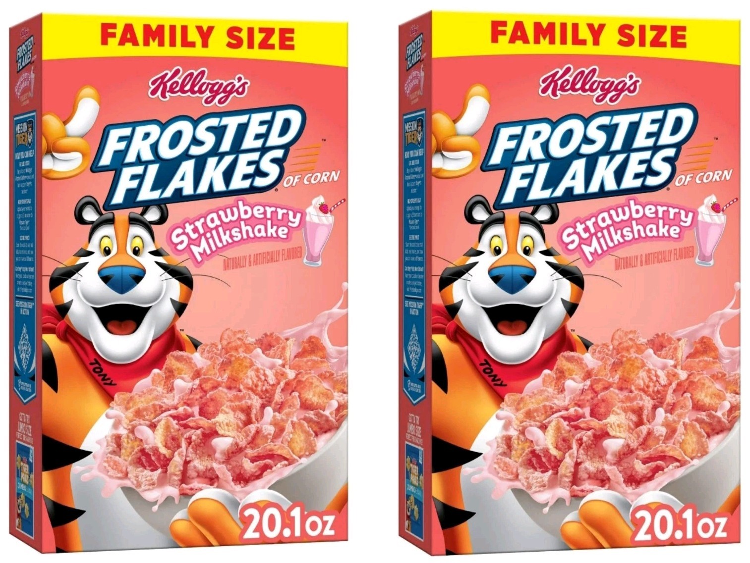 2 PACK! Kellogg’s Frosted Flakes Breakfast Cereal Strawberry Milkshake 20.1 Oz