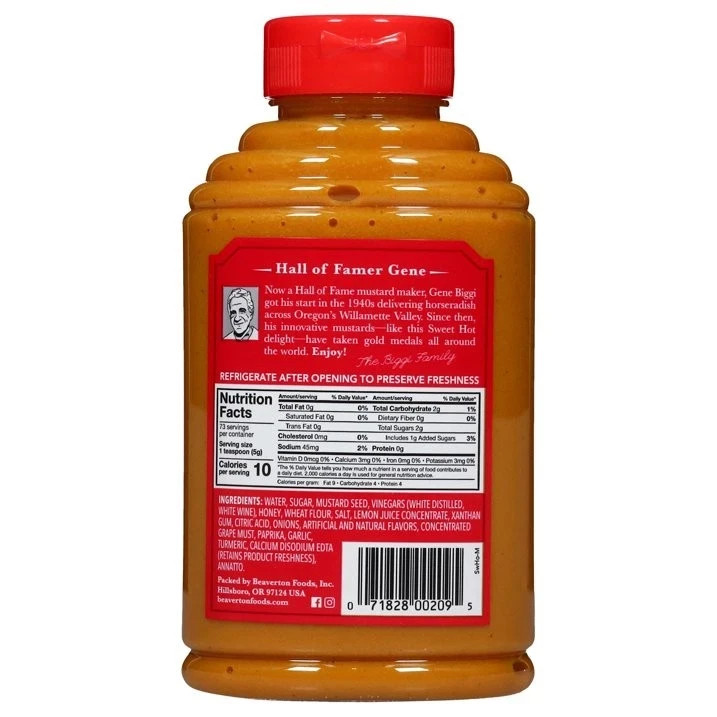 Beaver Brand Sweet Hot Mustard, 13 oz Bottle