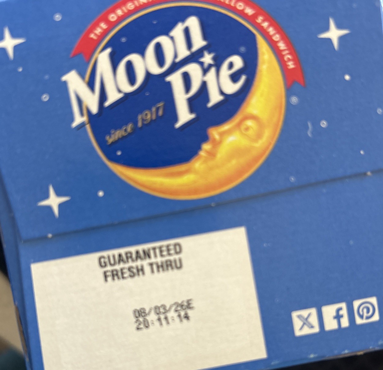 Moonpie Mini Blueberry Flavored Marshmallow Snack Pies – 12 Count Box