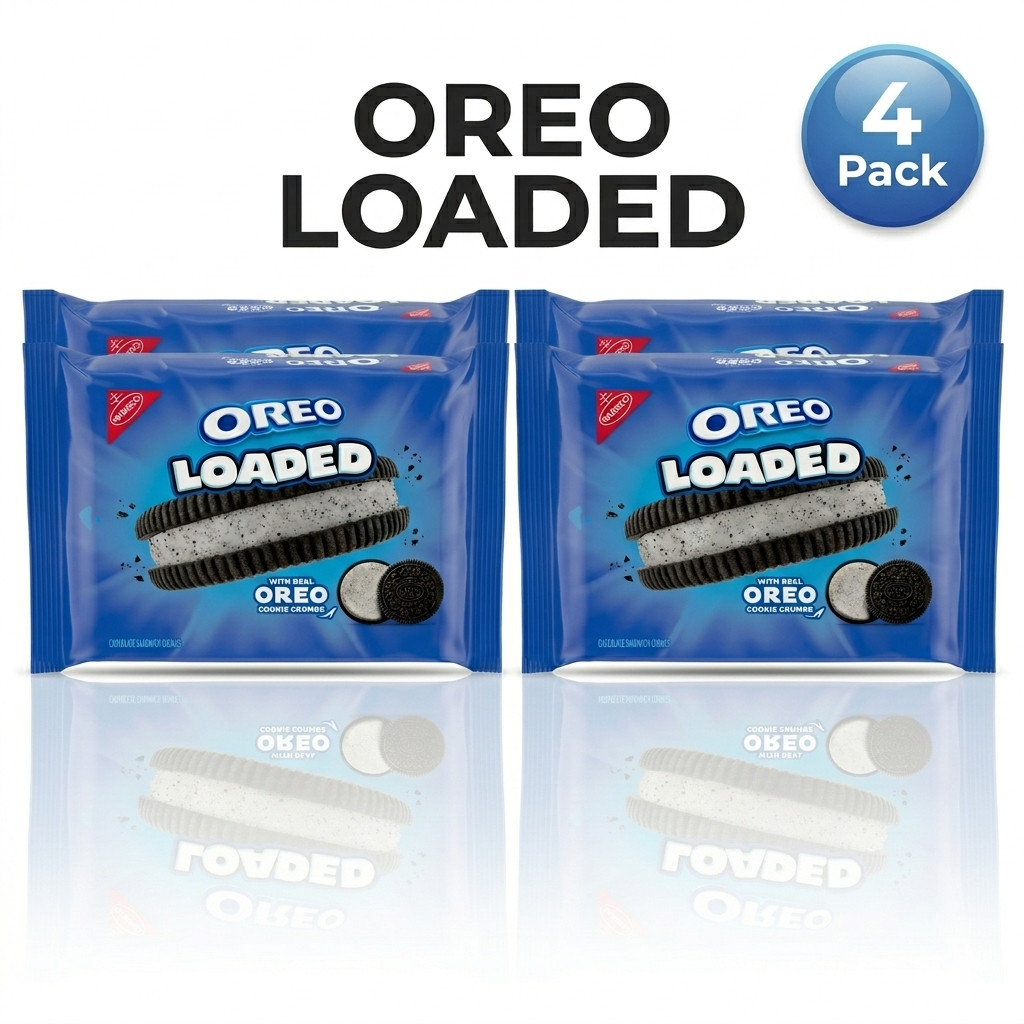 (4 Pack) OREO Loaded Chocolate Sandwich Cookies, 13.37 oz Crunchy Snack Pac