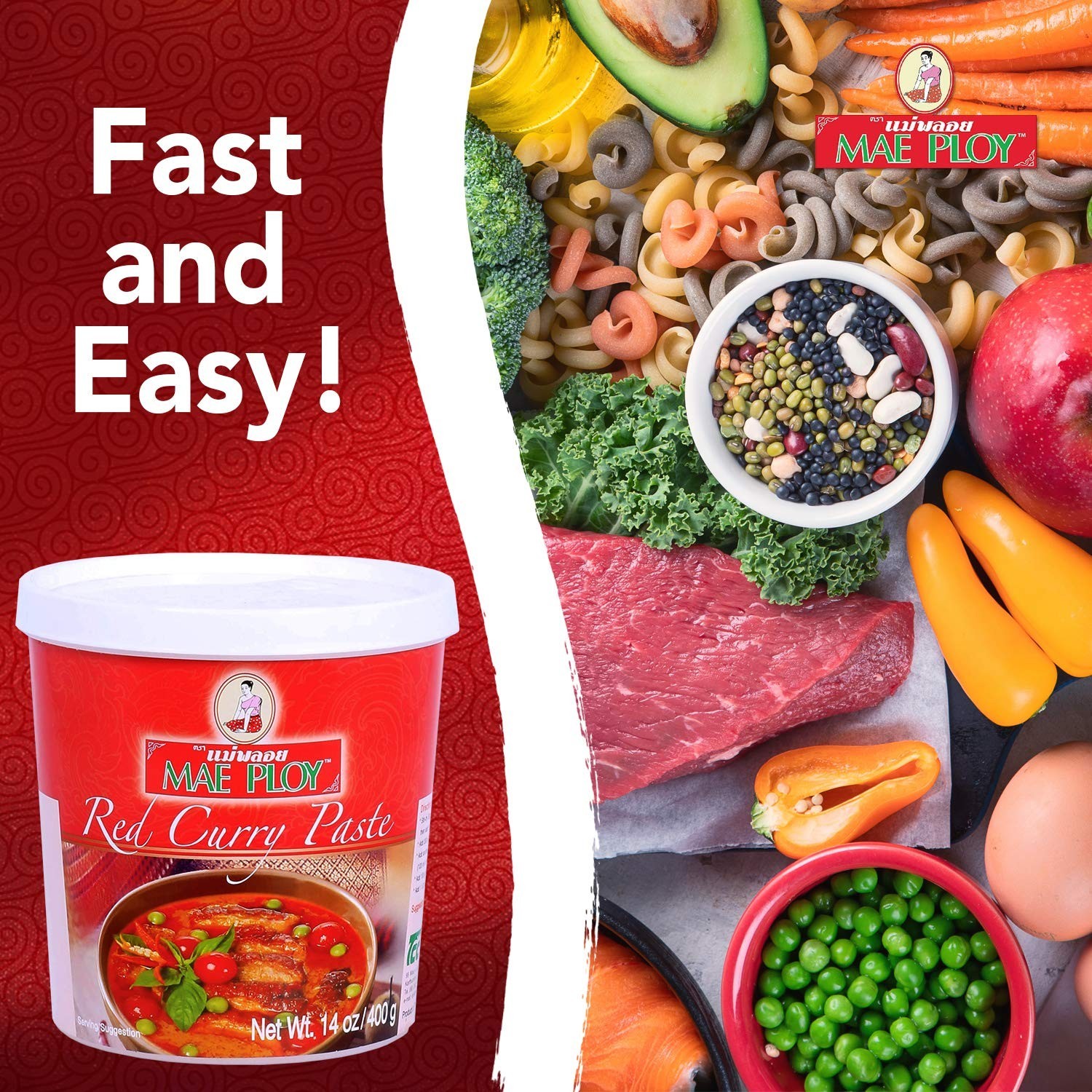 Versatile 14oz Red Curry Paste – Pure Thai Flavor, Resealable for Freshness