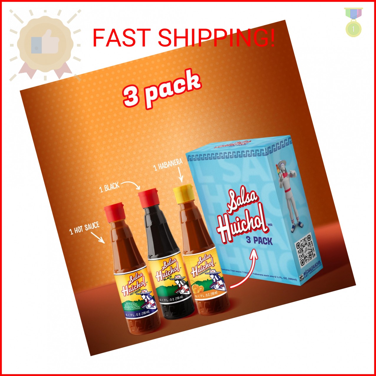 Salsa Huichol Mix 3-Pack – (1 Original, 1 Negra, 1 Habanera) – Authentic Spicy F