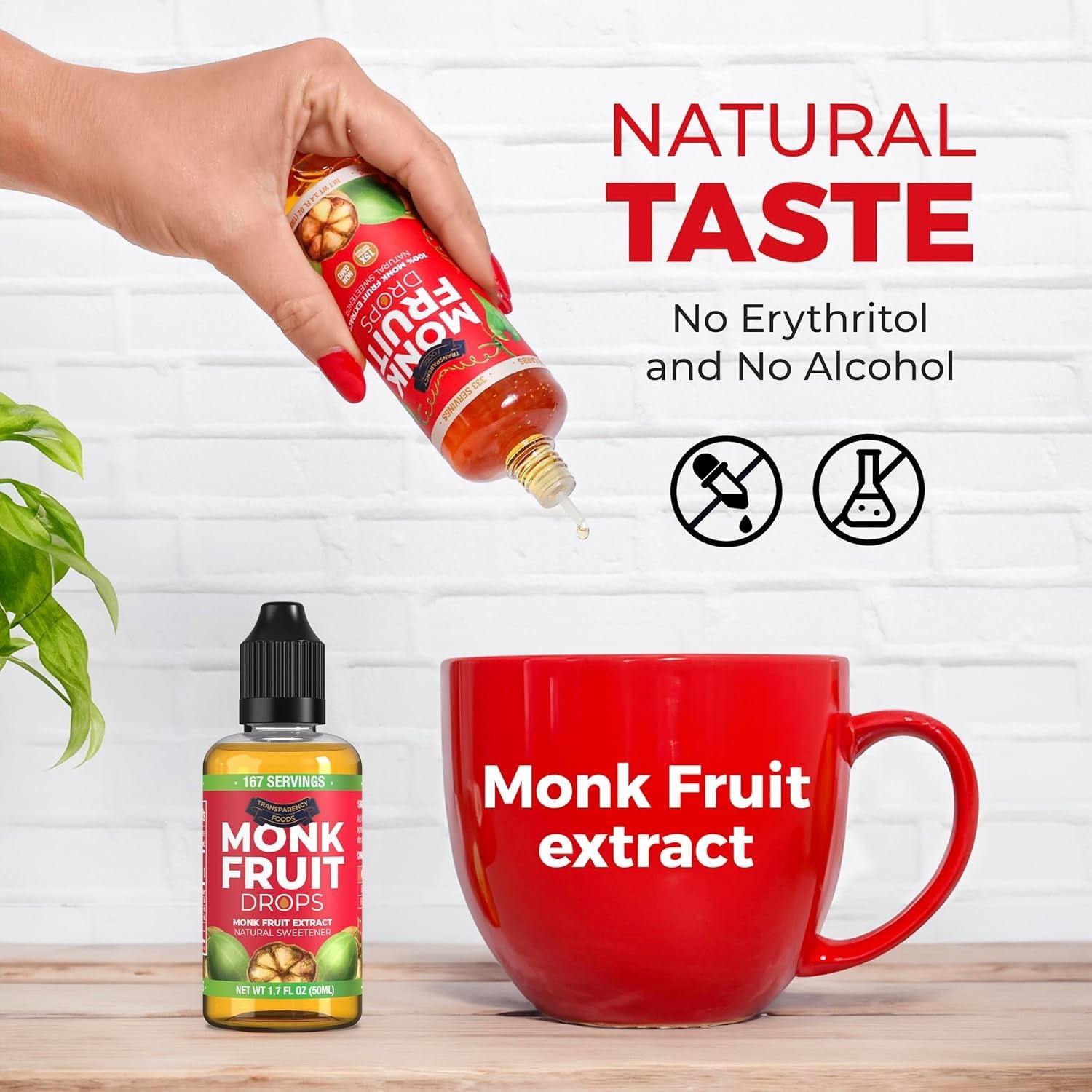 100% Pure Monk Fruit Extract, Zero Calories, Liquid Sweetener, 1.7Oz