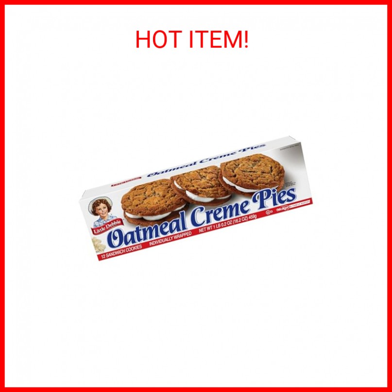 Little Debbie Oatmeal Crème Pies, 12 Individually Wrapped Sandwich Cookies, 16.2