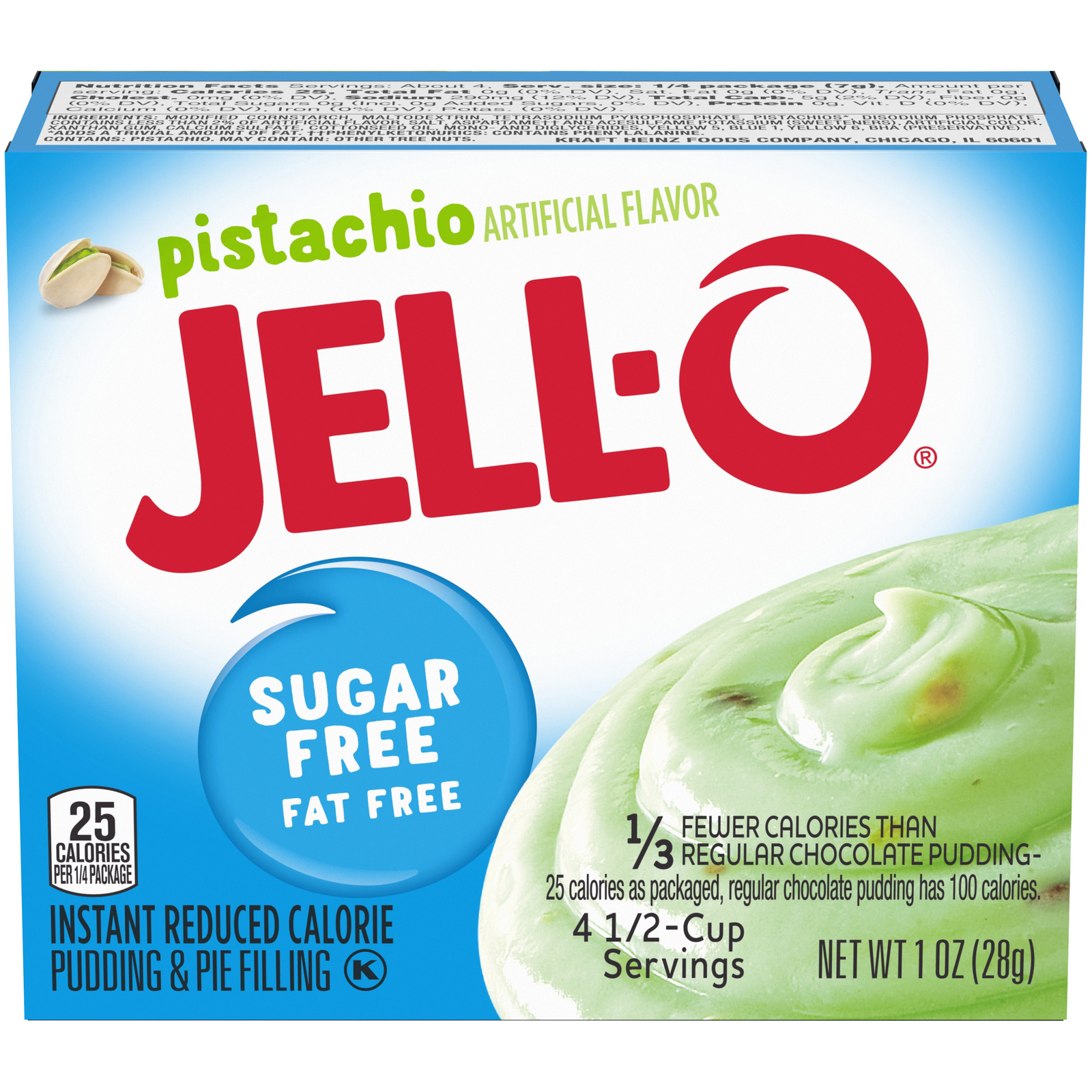 Jell-O Instant Pudding Reduced Calorie Pistachio Dessert Mix – 1 Oz – Pack of 12