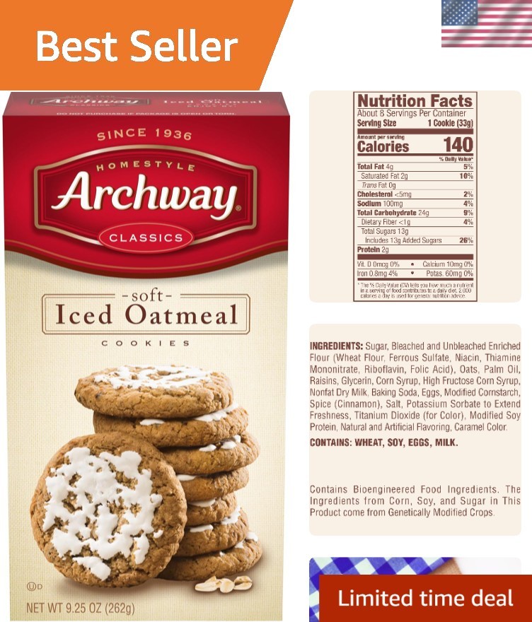 Cookies, Soft Iced Oatmeal Cookies, 9.25 Oz