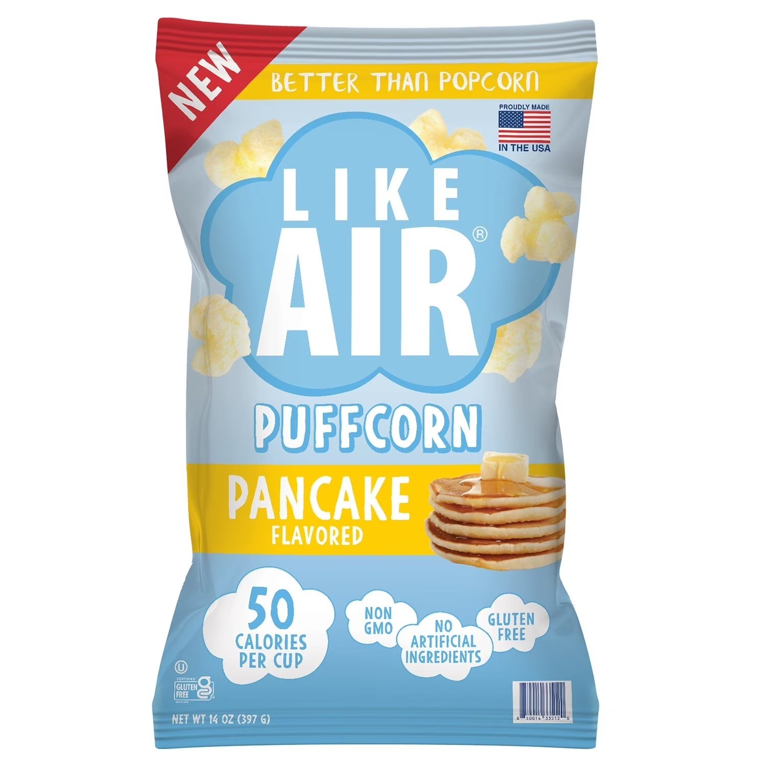 Like Air Puffcorn PANCAKE Flavor Baked Better Than Popcorn 14oz. 50 Cal DEC 2026