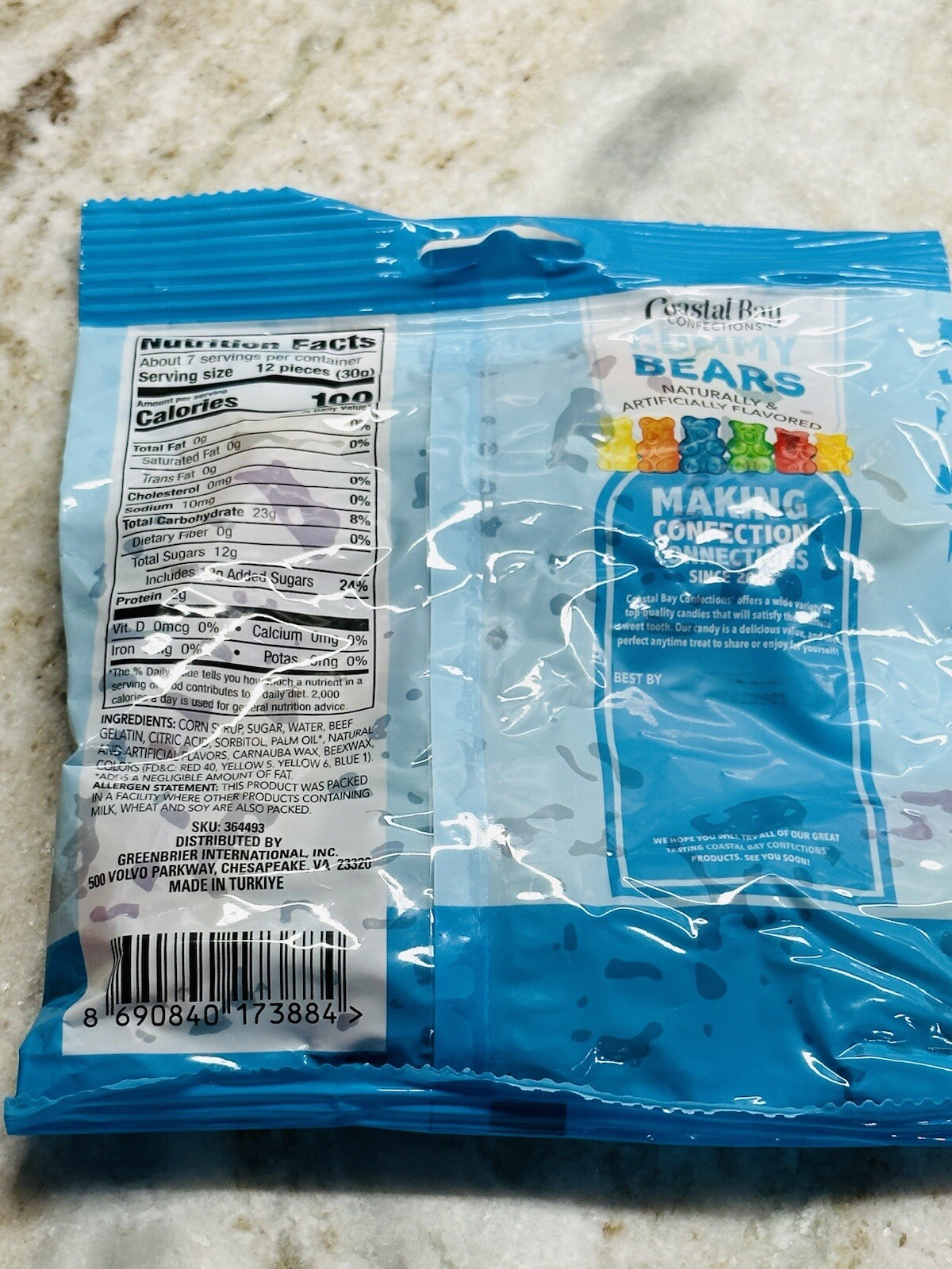 Coastal Bay Gummy Bears Fat Free 1ea 8oz. Bag-Brand New-SHIP N 24 HOURS