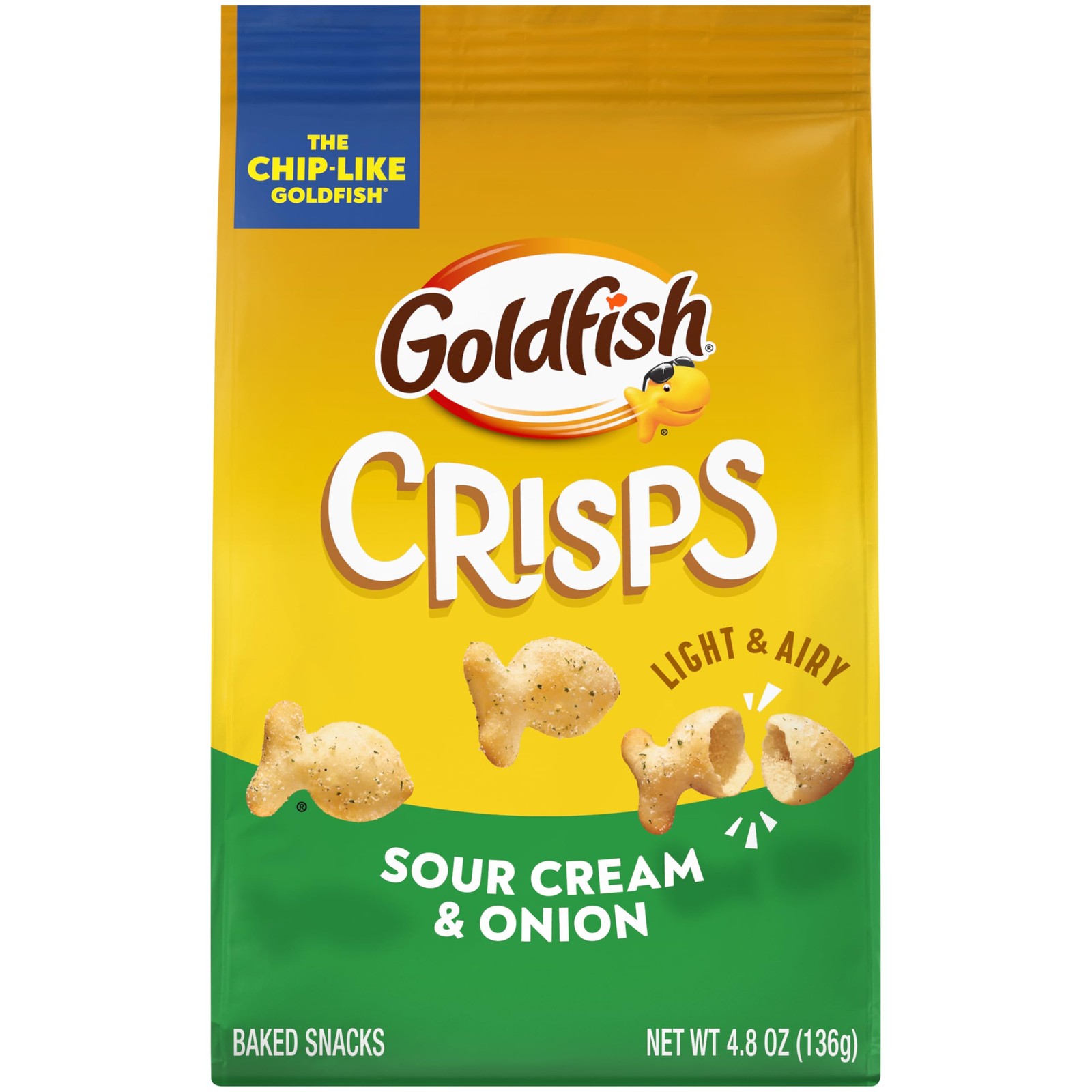Goldfish Crisps Sour Cream & Onion Baked Chip Crackers, 4.8 Ounce (Pack of 1)