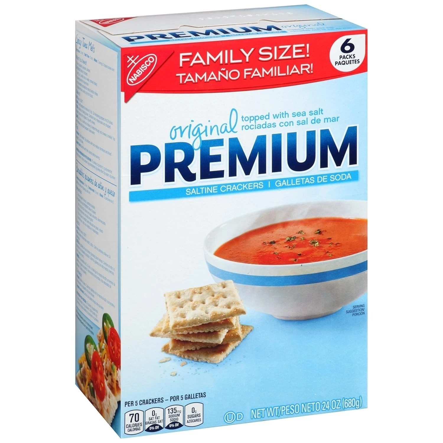 6 Pack Family Size Saltine Crackers 1LB 8oz – Sea Salt, Original