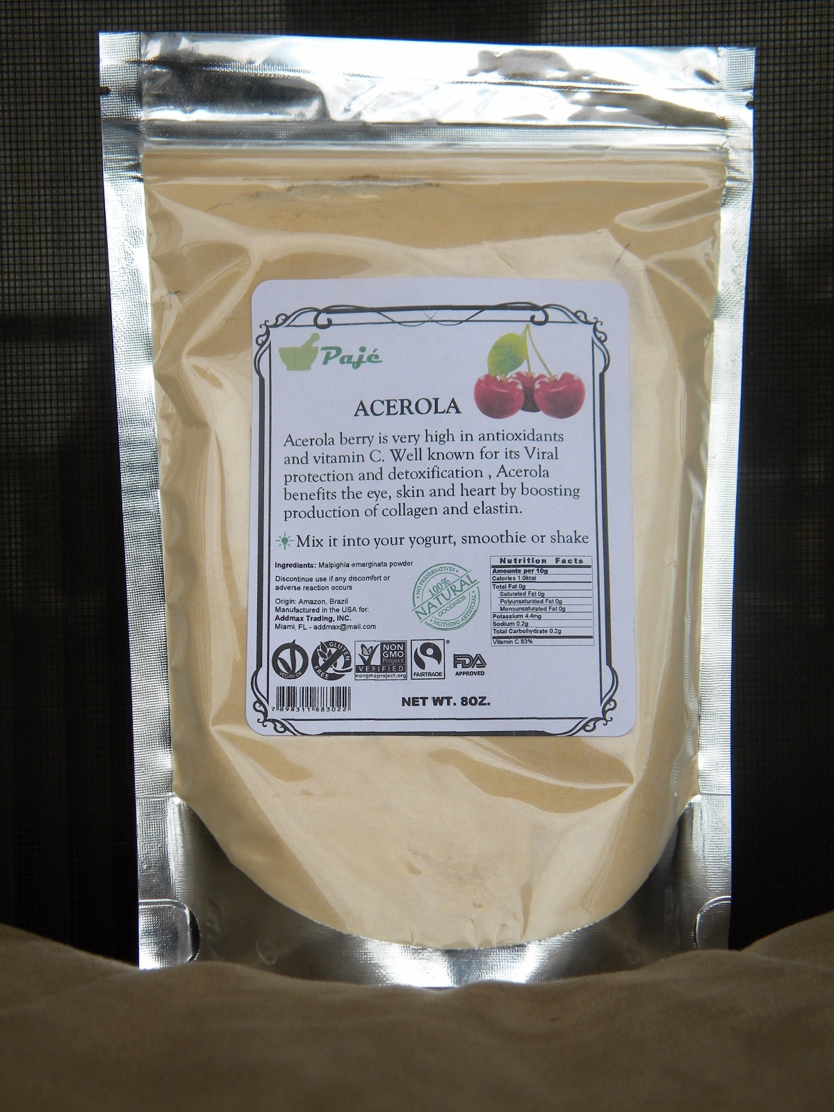 ACEROLA powder berry fruit 4lb Vita C, antiox, better skin, immune system + PAJE