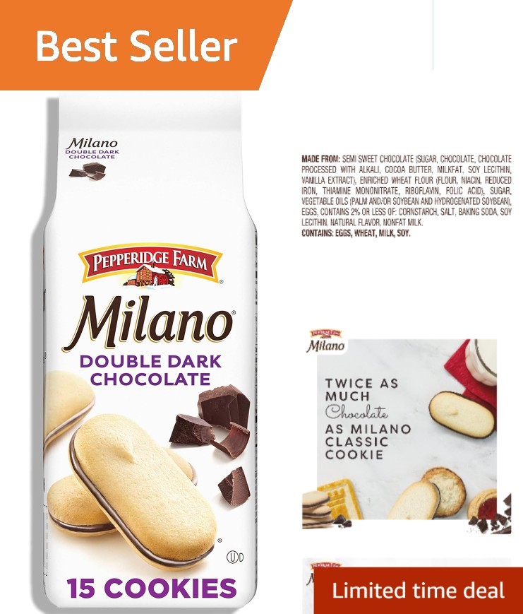 Elegant Milano Double Dark Chocolate Cookies – 15 Crispy Delights in 7.5 OZ