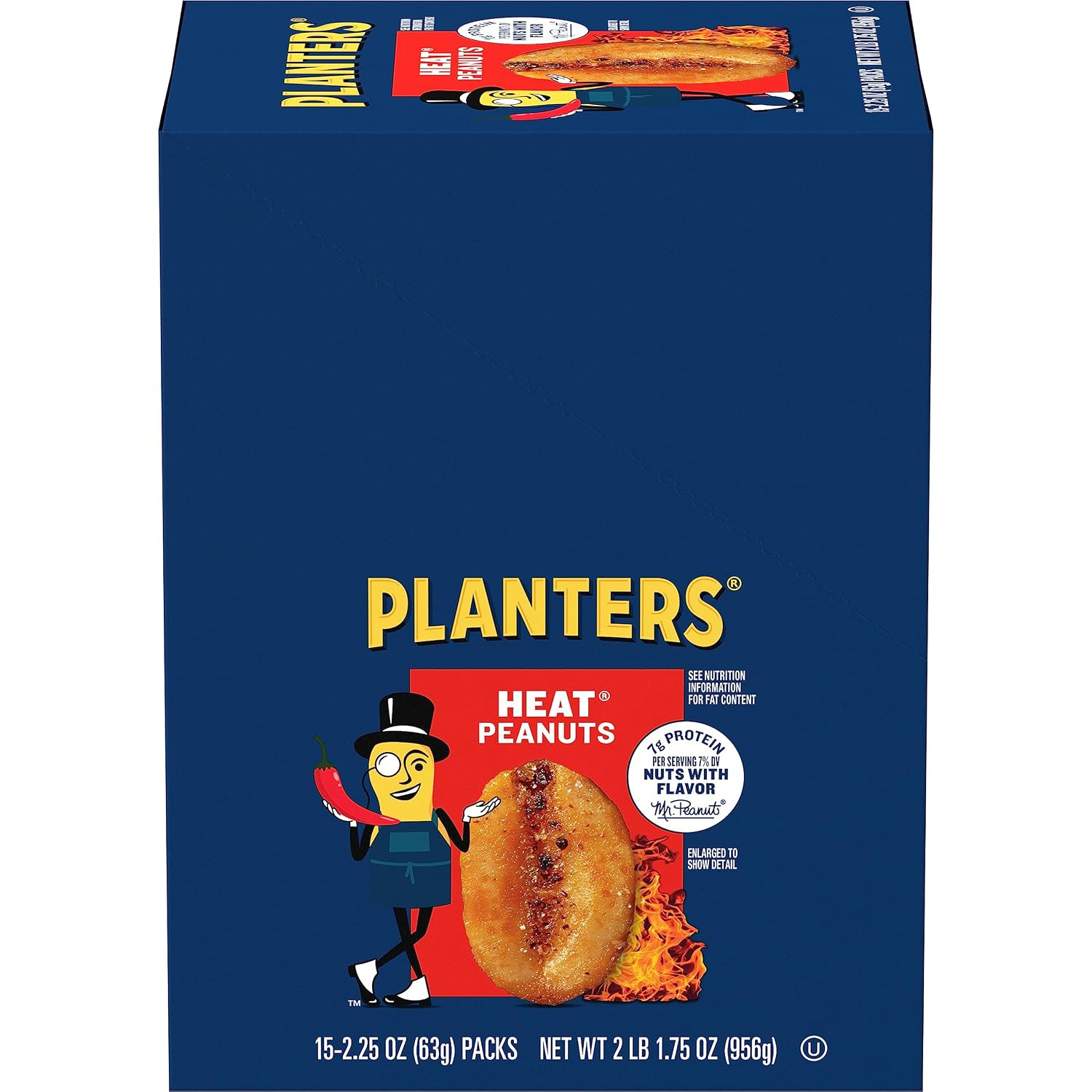 Heat Peanuts, Spicy Snacks, Hot Peanuts, 2.25 oz, 15-Pack, Nuts with a Hot and S