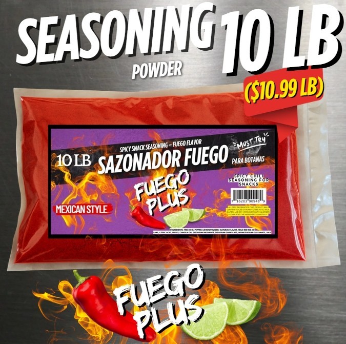 Fuego Seasoning – Extra Spicy Snack Flavor (10 LB) Fuego Sazonador