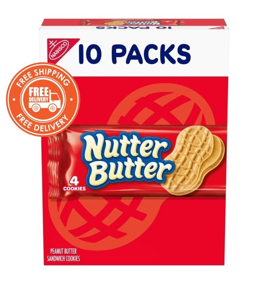 NUTTER BUTTER Peanut Butter Sandwich Cookies 10 Packs 4 Cookies Each