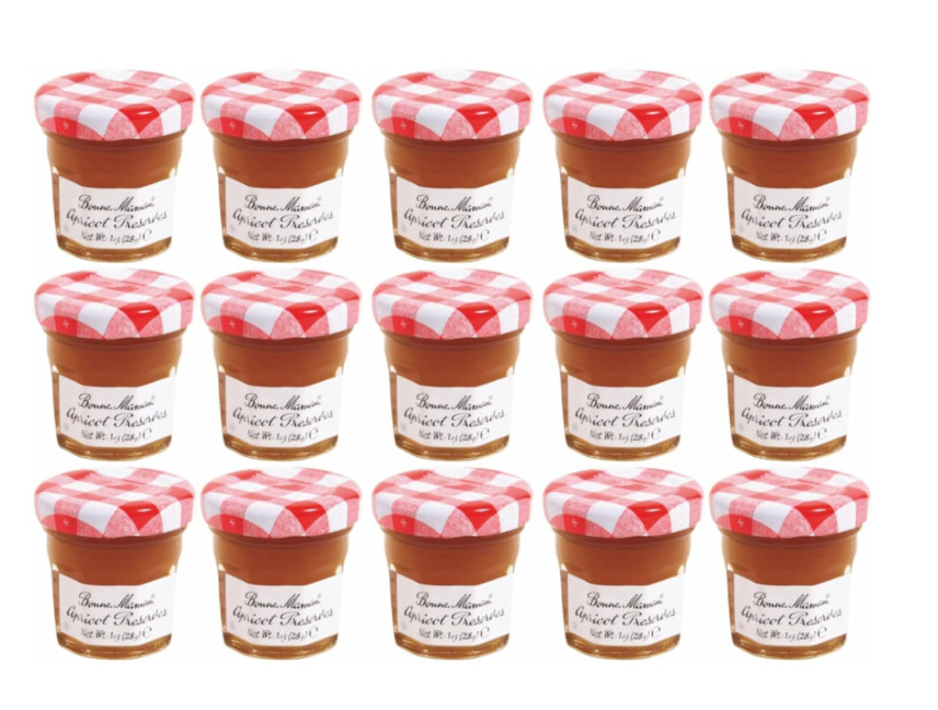Bonne Maman Apricot Preserves 1 Ounce Jars (Pack of 15) Highest Quality Fruit